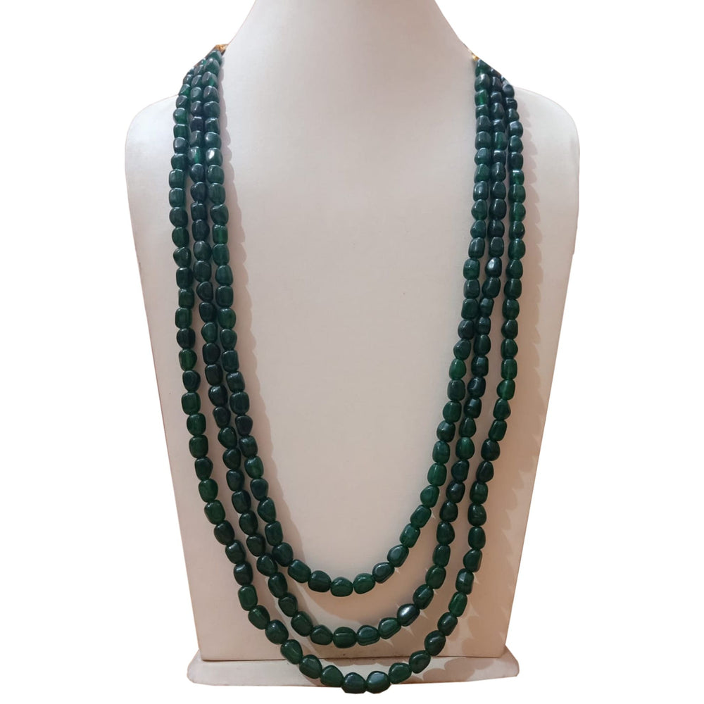 Triple layered green necklace for groom