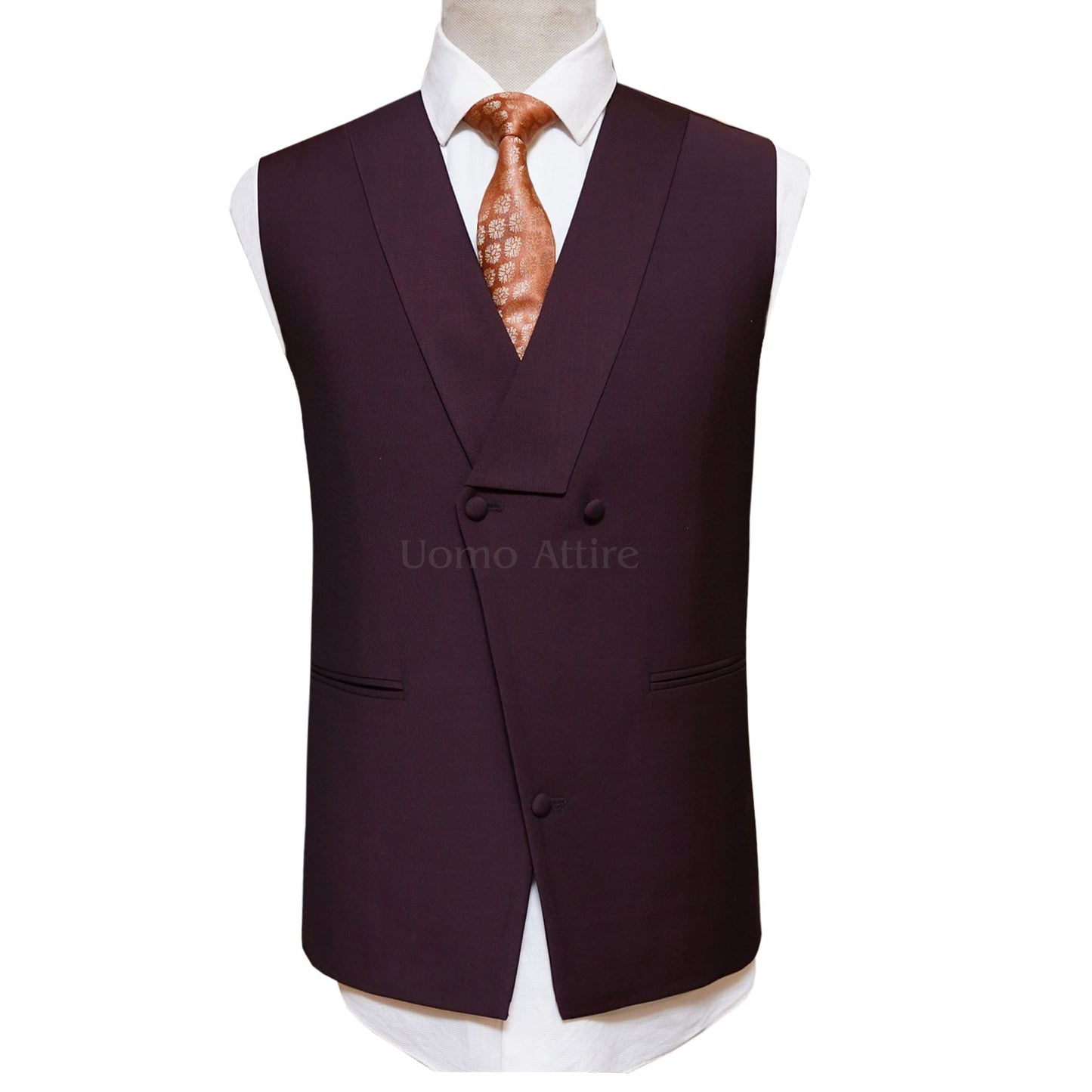 Italian Wool Men's Burgundy Wedding Suit | Burgundy Color Suit Vest