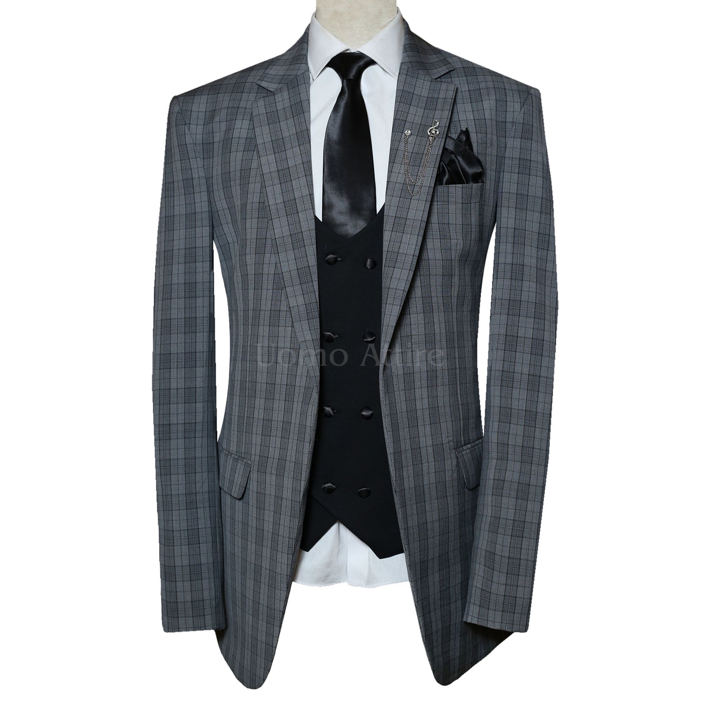 
                  
                    180s Wool Mini Checkered Notch Lapel 3 Piece Suit
                  
                