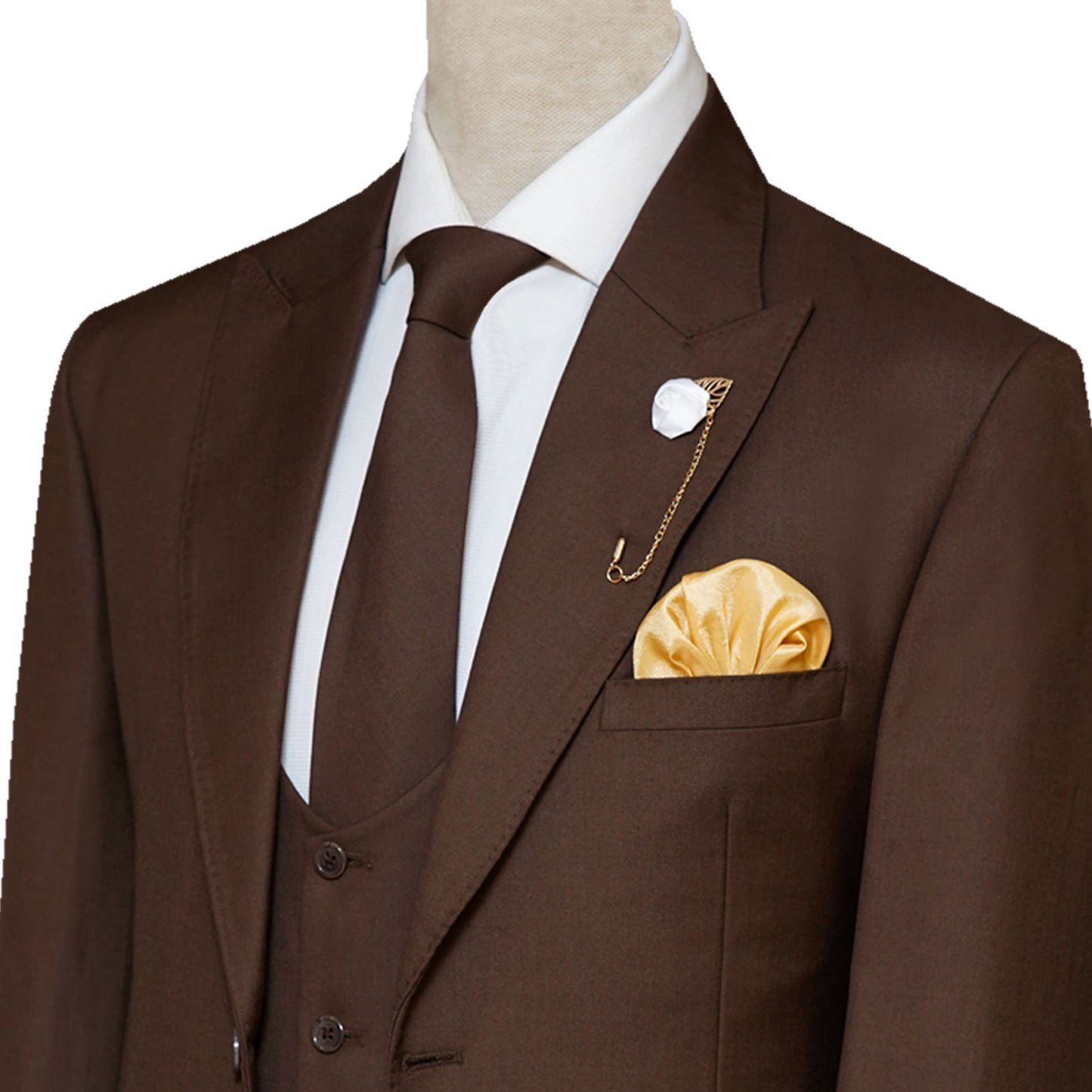 Bespoke Mens Brown Luxury 3 Piece Suit for Men