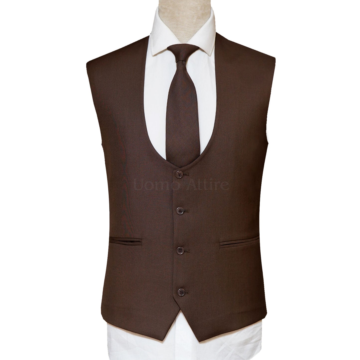 Bespoke Mens Brown Luxury 3 Piece Suit for Men Vest