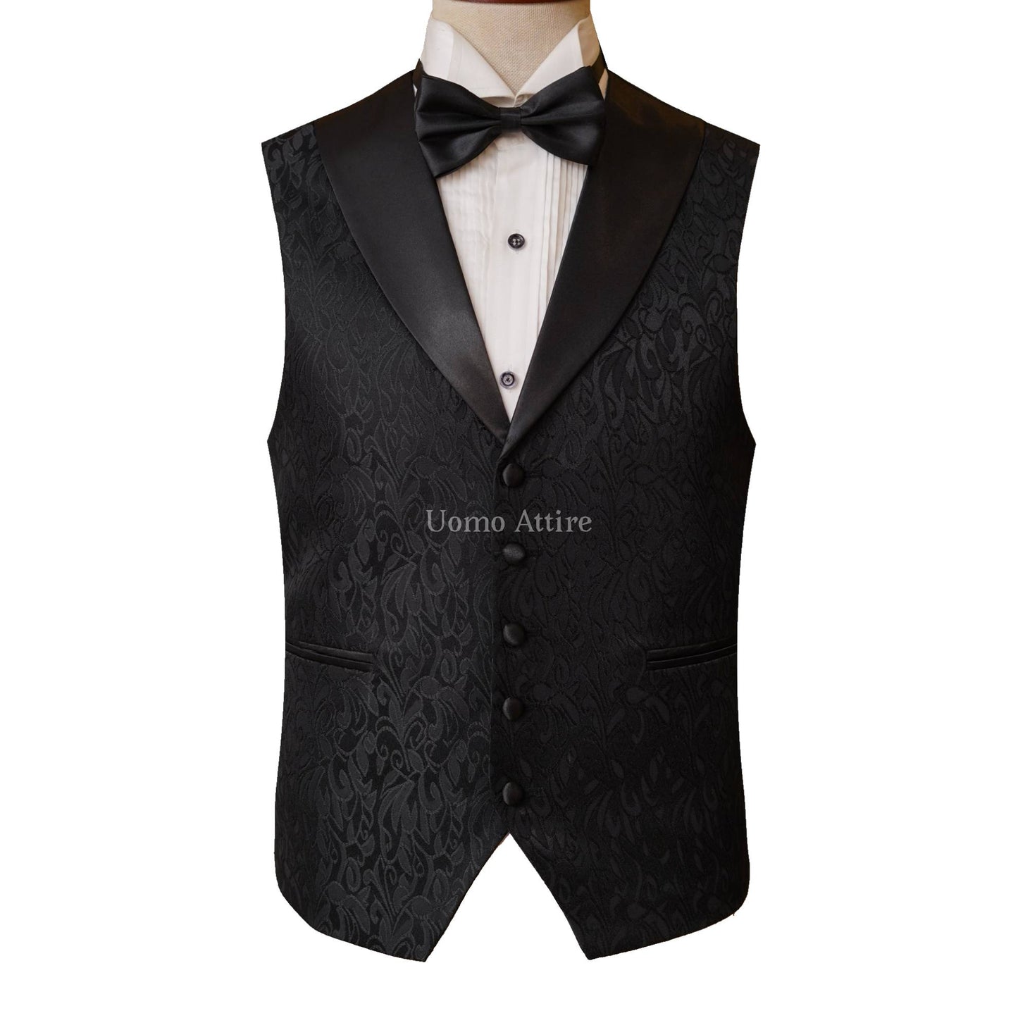 Black Tuxedo 3-Piece Suit with Single-Breasted Vest, black tuxedo suit, Black Tie Event