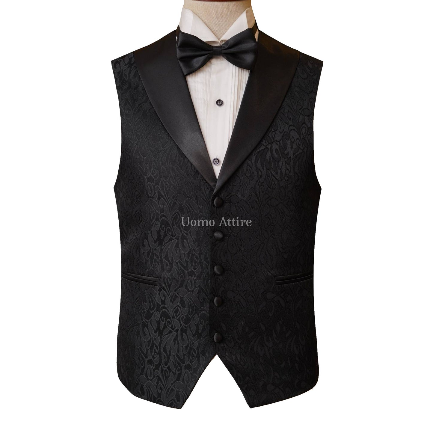 
                  
                    Black Tuxedo 3-Piece Suit with Single-Breasted Vest, black tuxedo suit, Black Tie Event
                  
                