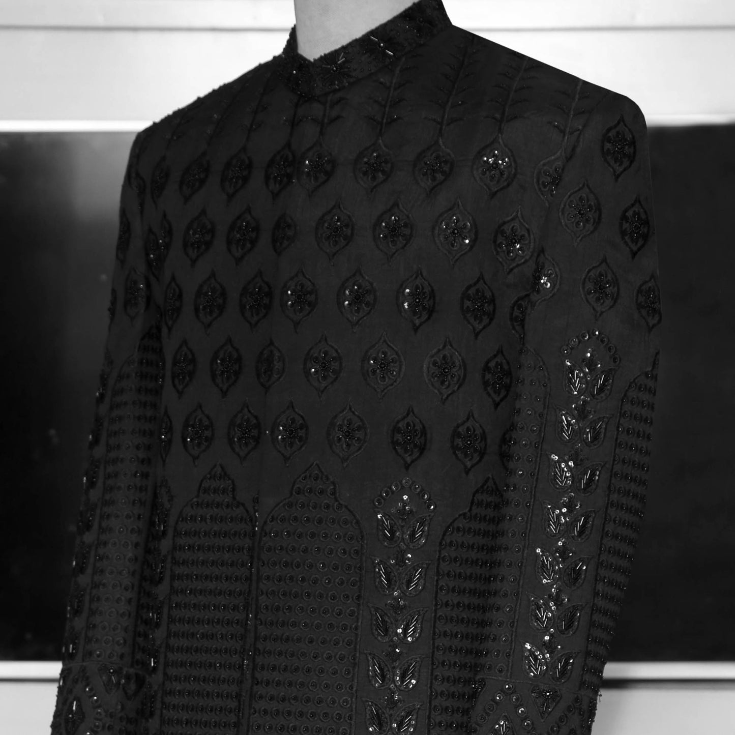 Black Designer Men's Groom Sherwani for Wedding