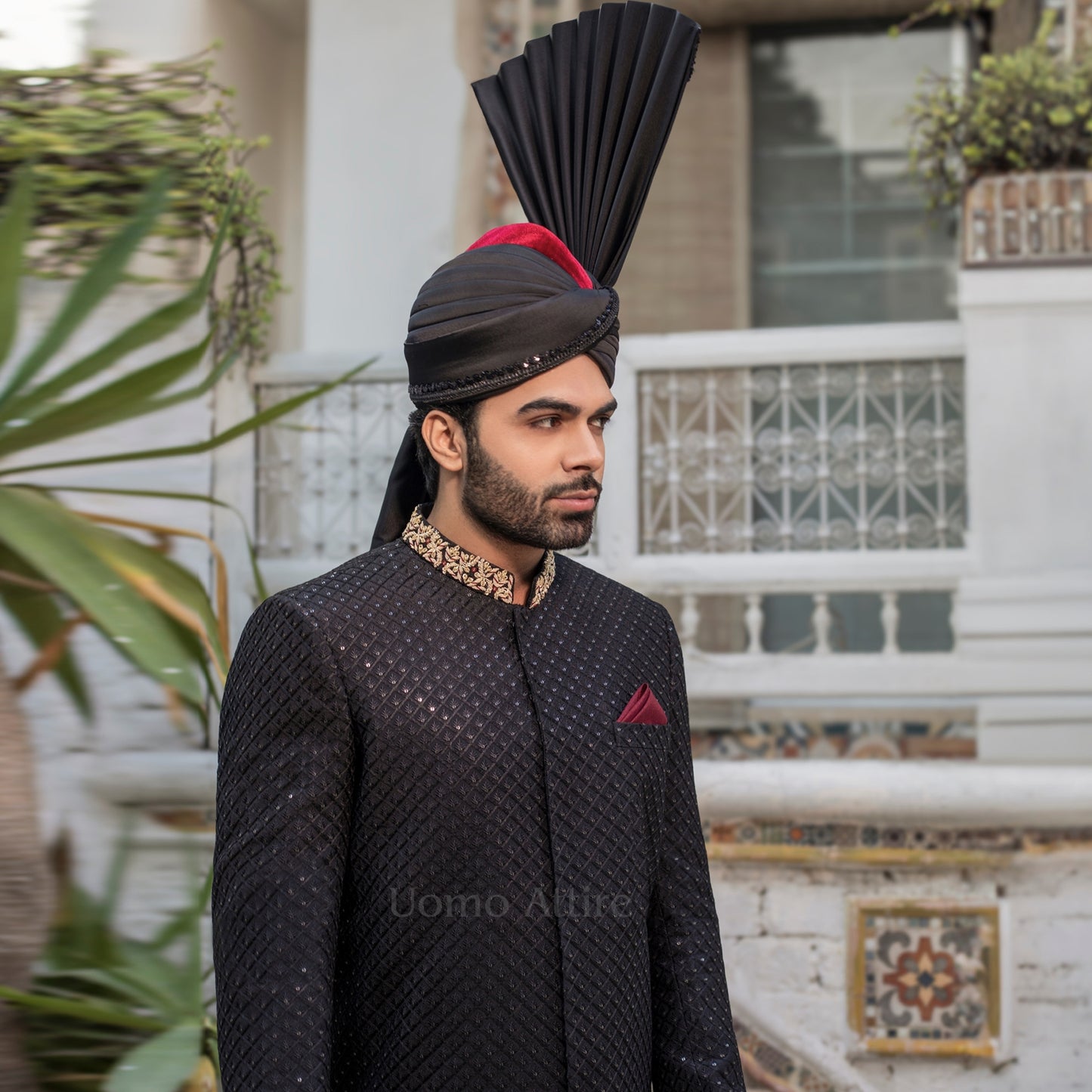 Regal Jet Black Sherwani for Groom A Perfect Blend of Elegance and Royalty