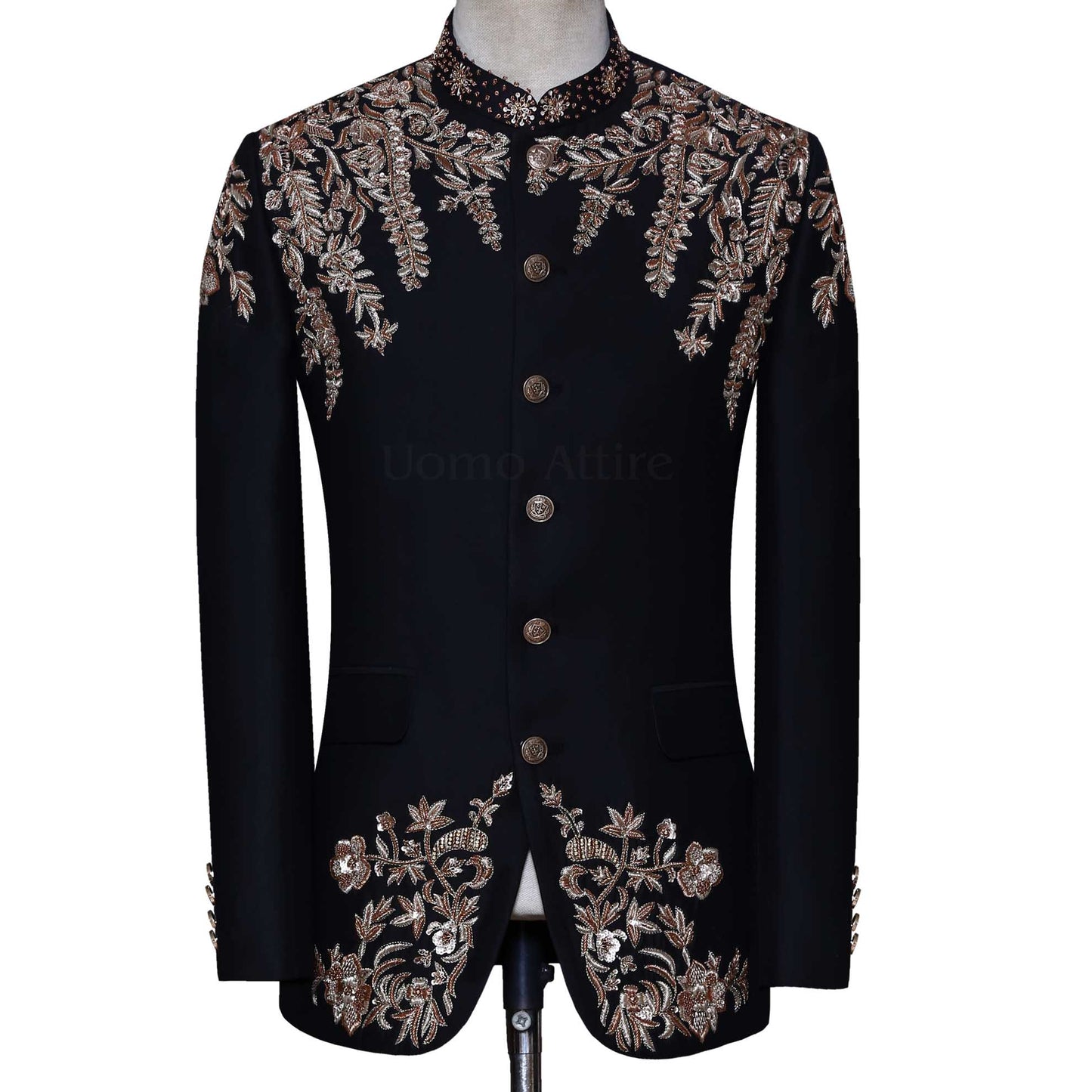 Black Designer Prince Coat for Groom and Party