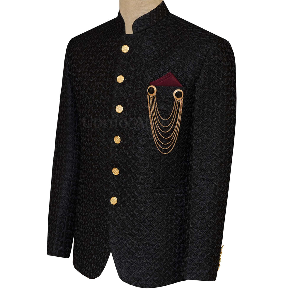 
                  
                    Black fully embroidered prince coat design for men | Black prince coat design for groom 3
                  
                
