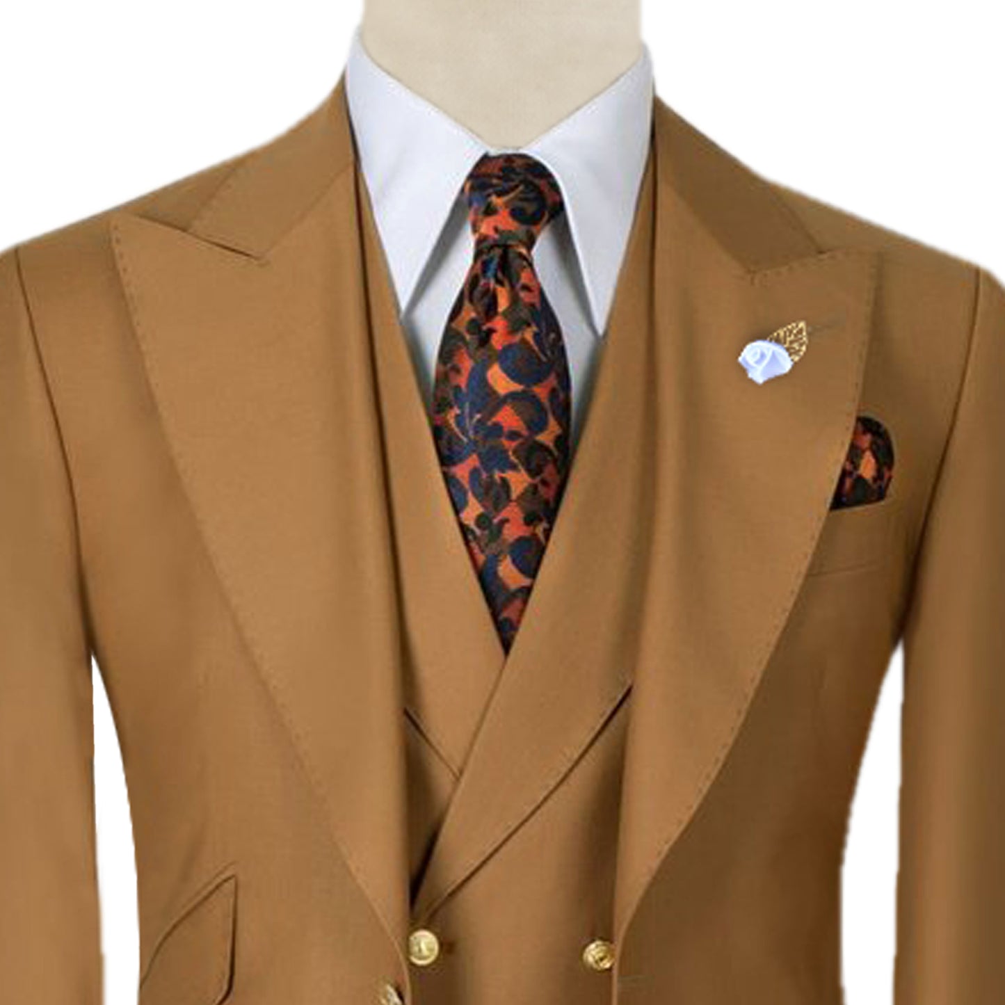 Caramel Brown Wedding Italian 3 Piece Suit for Groom