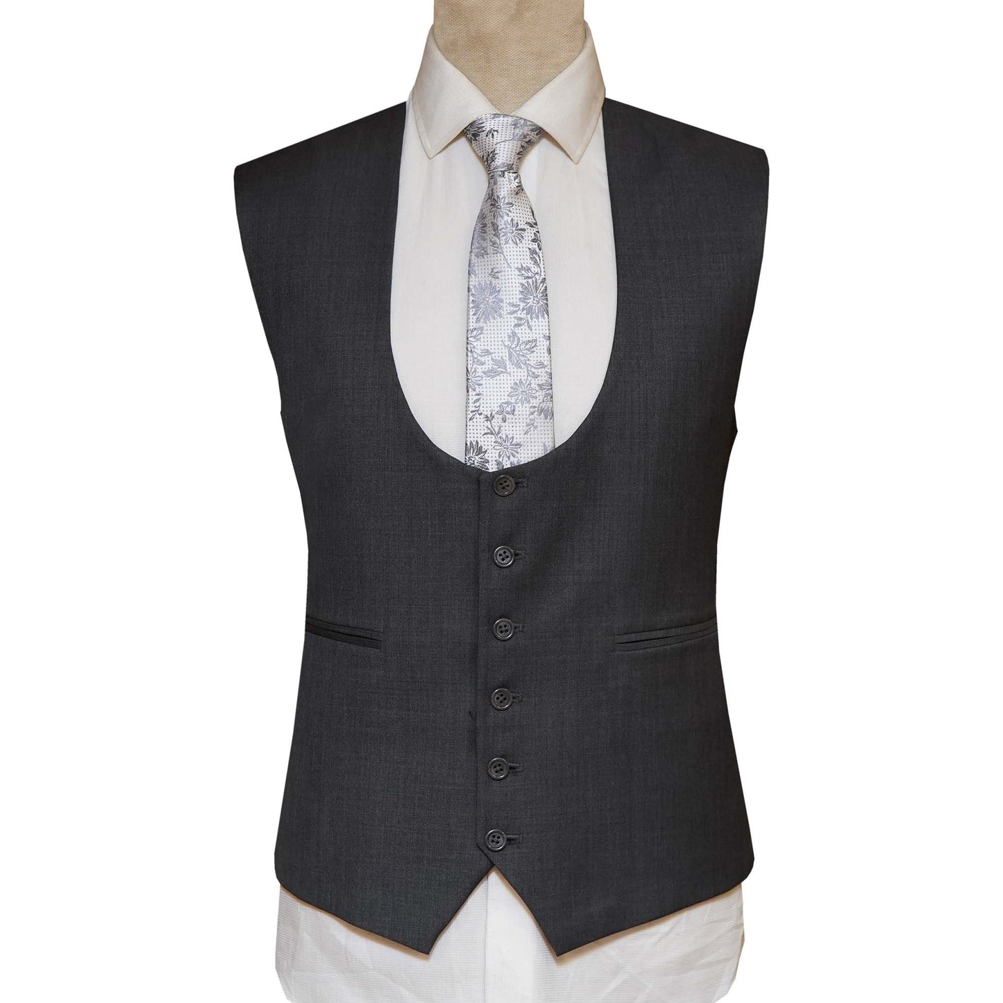 Slim Fit Charcoal Grey Vest for Wedding Suit for Groom