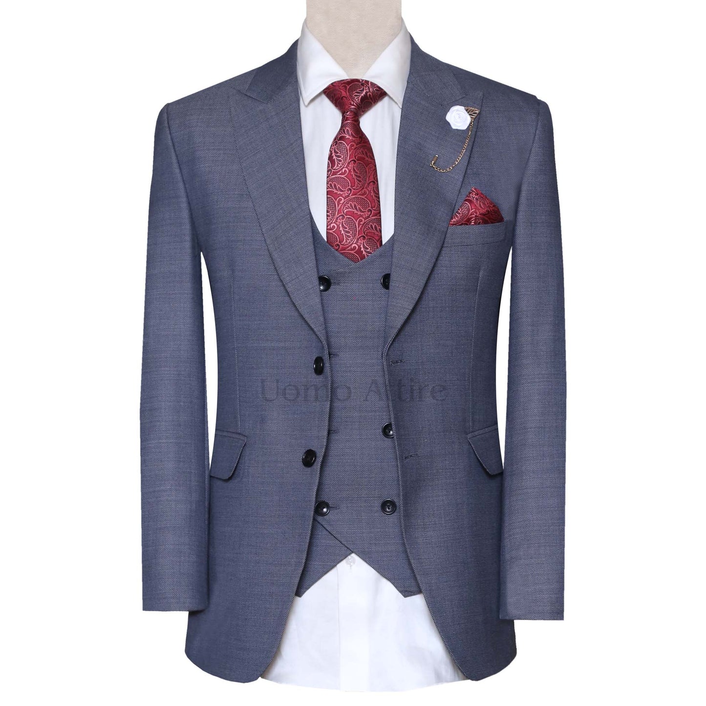 Classic Blue Slim Fit 3 Piece Suit for Men