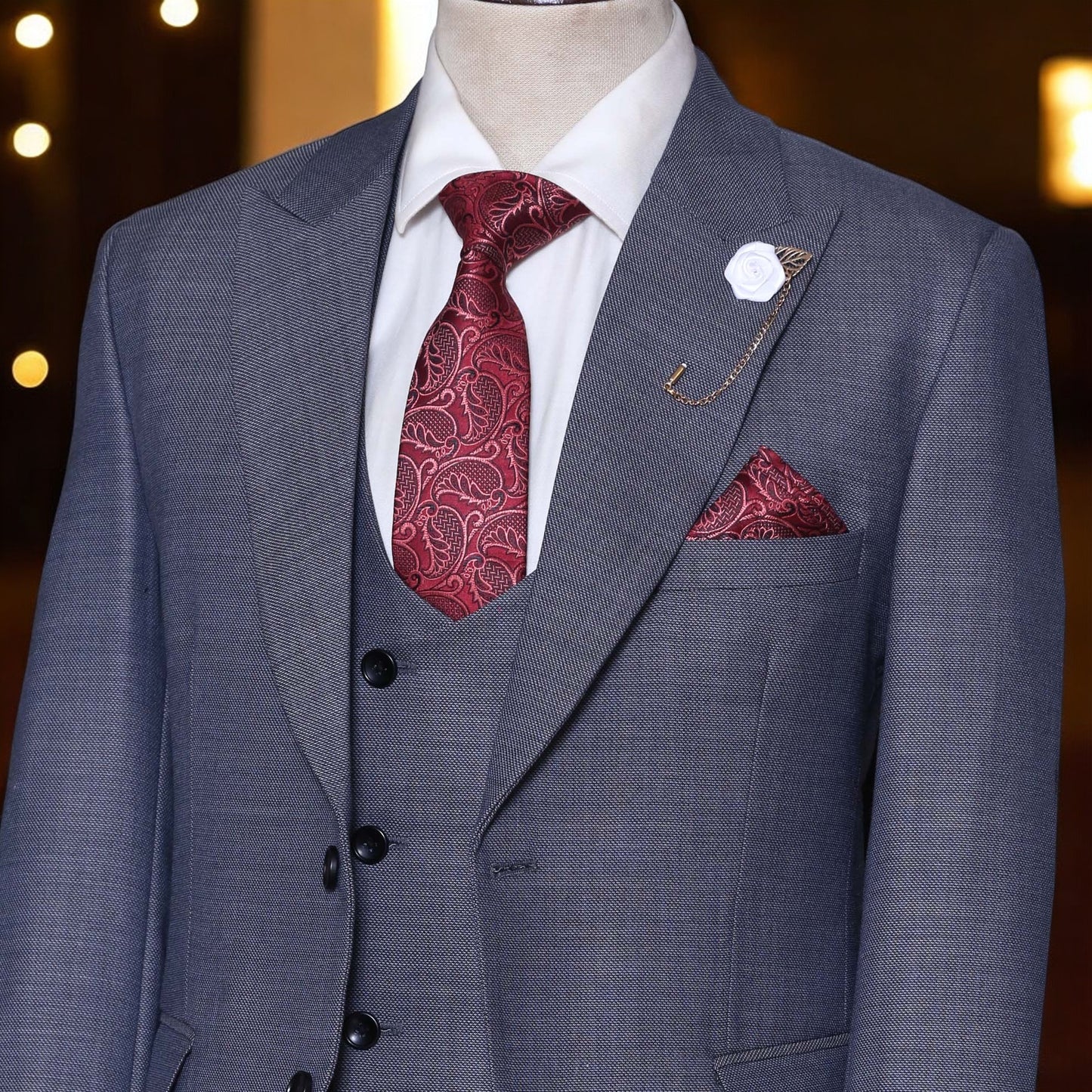 Classic Blue Slim Fit 3 Piece Suit for Men Buy Online