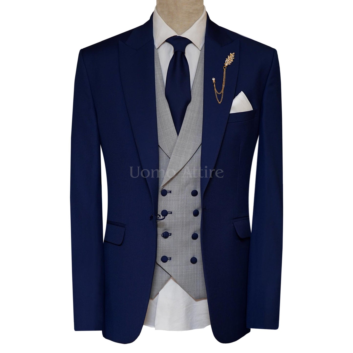 Premium Quality Mens Luxury Blue Bespoke 3 Piece Suit | Blue Suits for Men