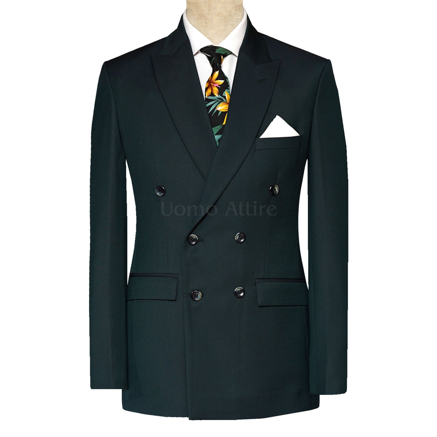 Men's Premium Deep Green Double Breasted 2 Piece Suit
