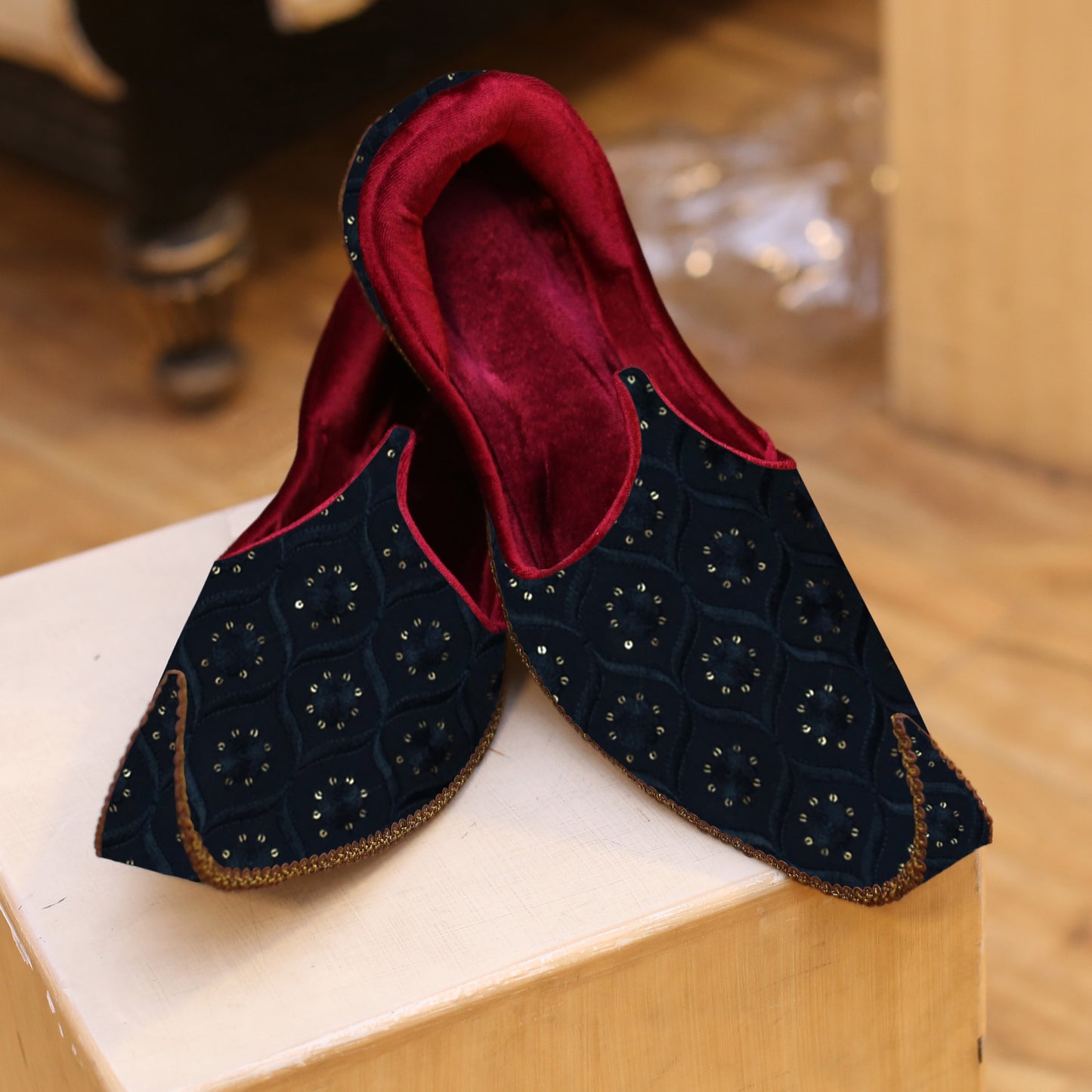 Designer Navy Blue Khussa for Groom