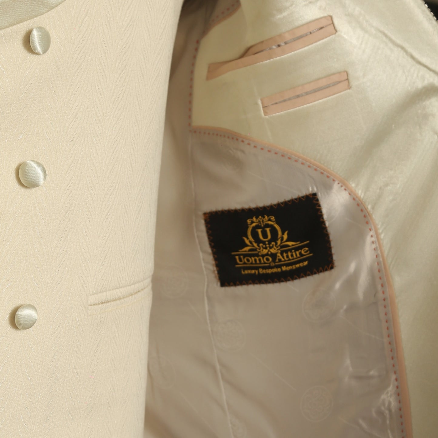 Off White Designer Tuxedo Suit for Wedding and Party | Tuxedo Suit Inside Round Fashion