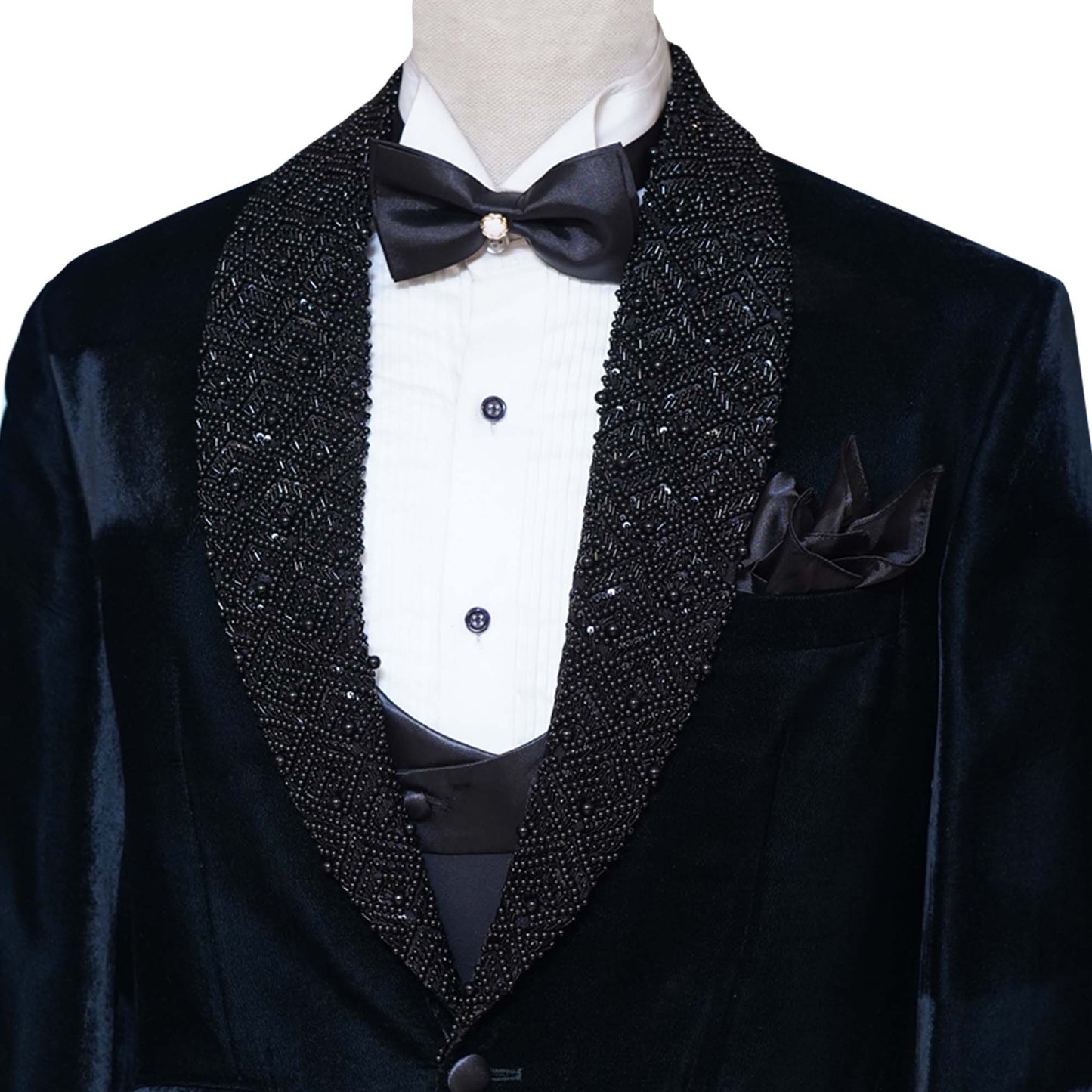 
                  
                    Designer groom and party wear black velvet tuxedo suit | Black tuxedo suit
                  
                