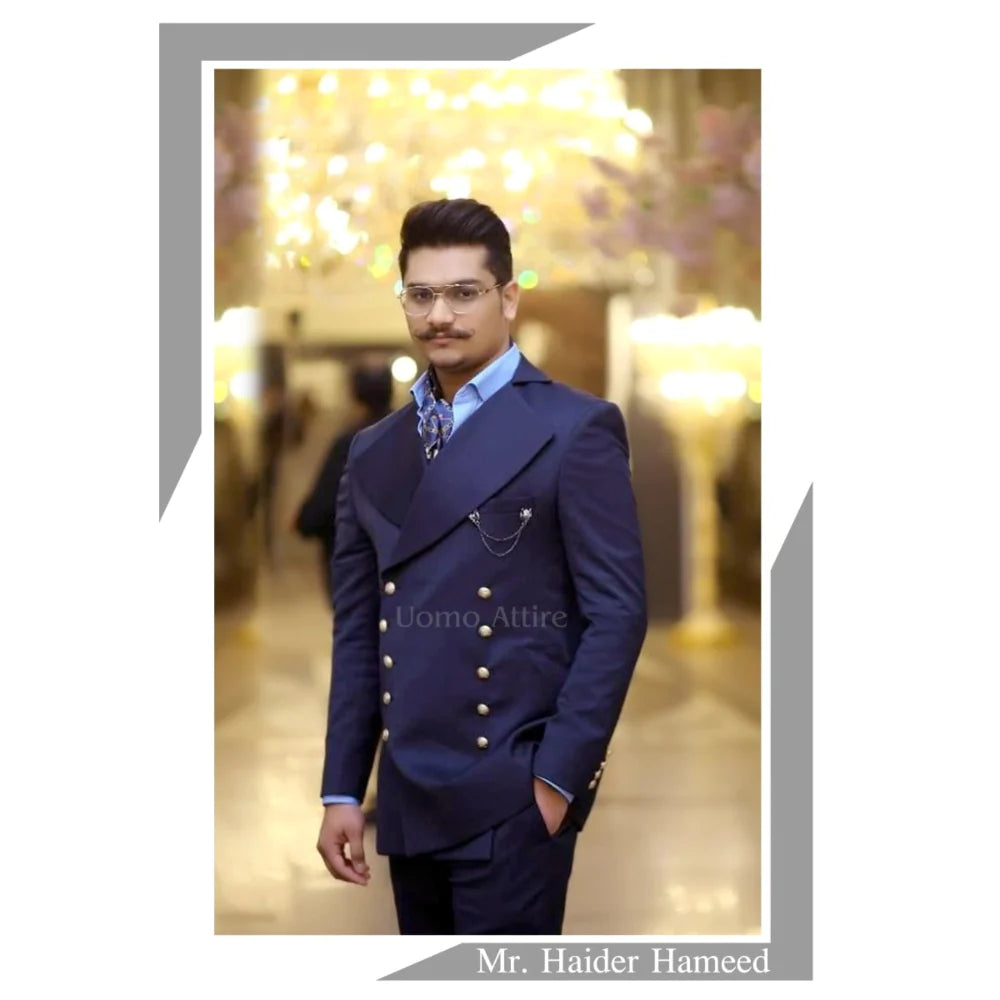 Double breasted 2 piece suit for men in chester style