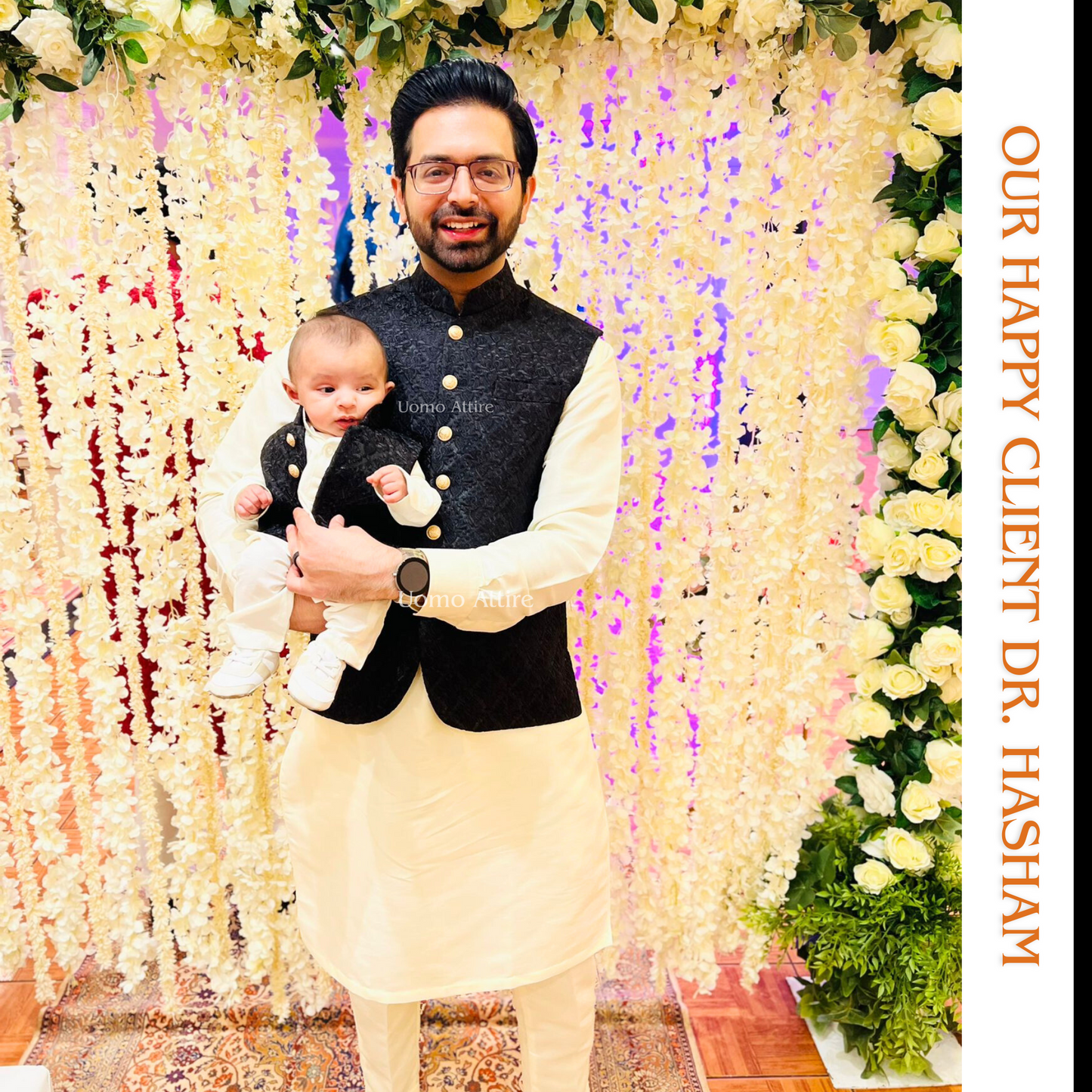 Black Waistcoat with Kurta Pajama and Khussa