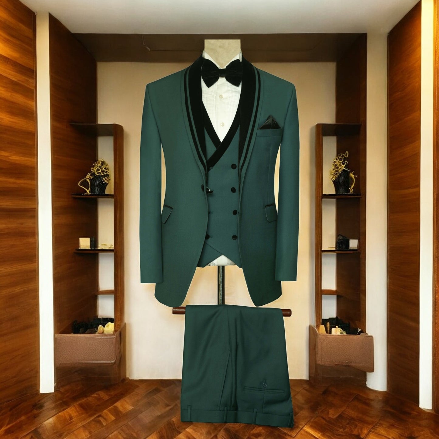Emerald Green Tuxedo 3-Piece Suit for Men with Pants