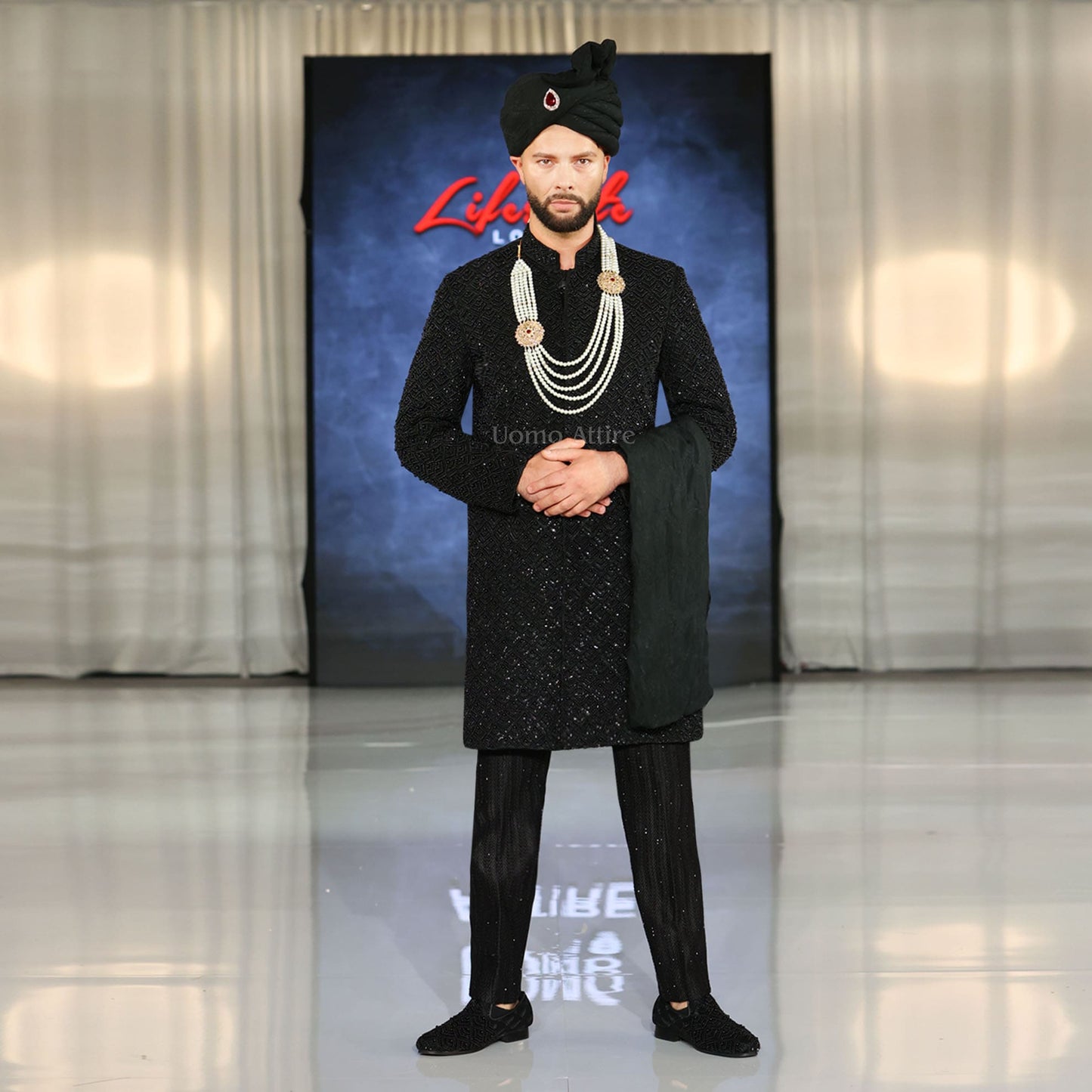 Black Short Sherwani for Groom | Black Sherwani for Groom