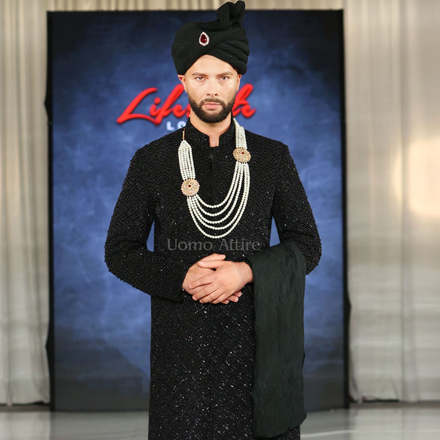 Black Short Sherwani for Groom | Black Sherwani for Groom