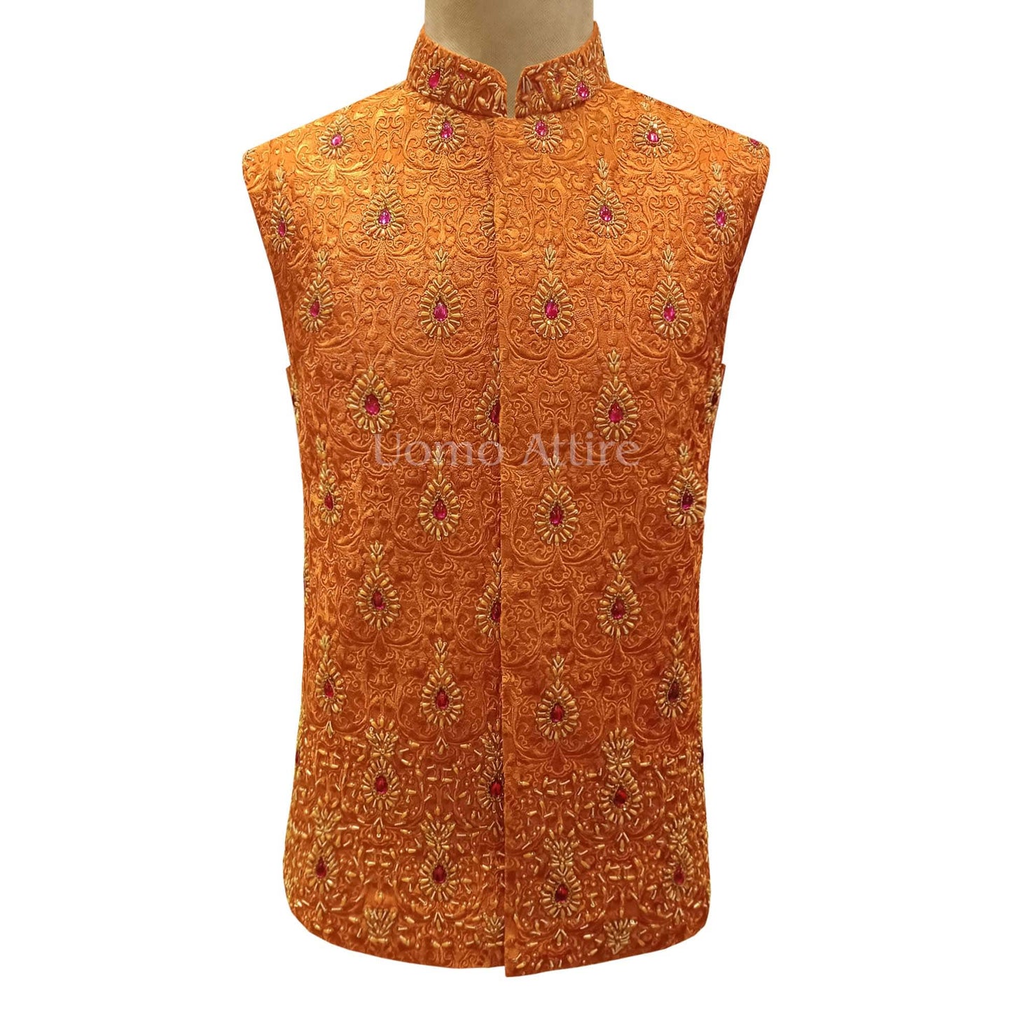 Fully embroidered and embellished waistcoat for sharp look