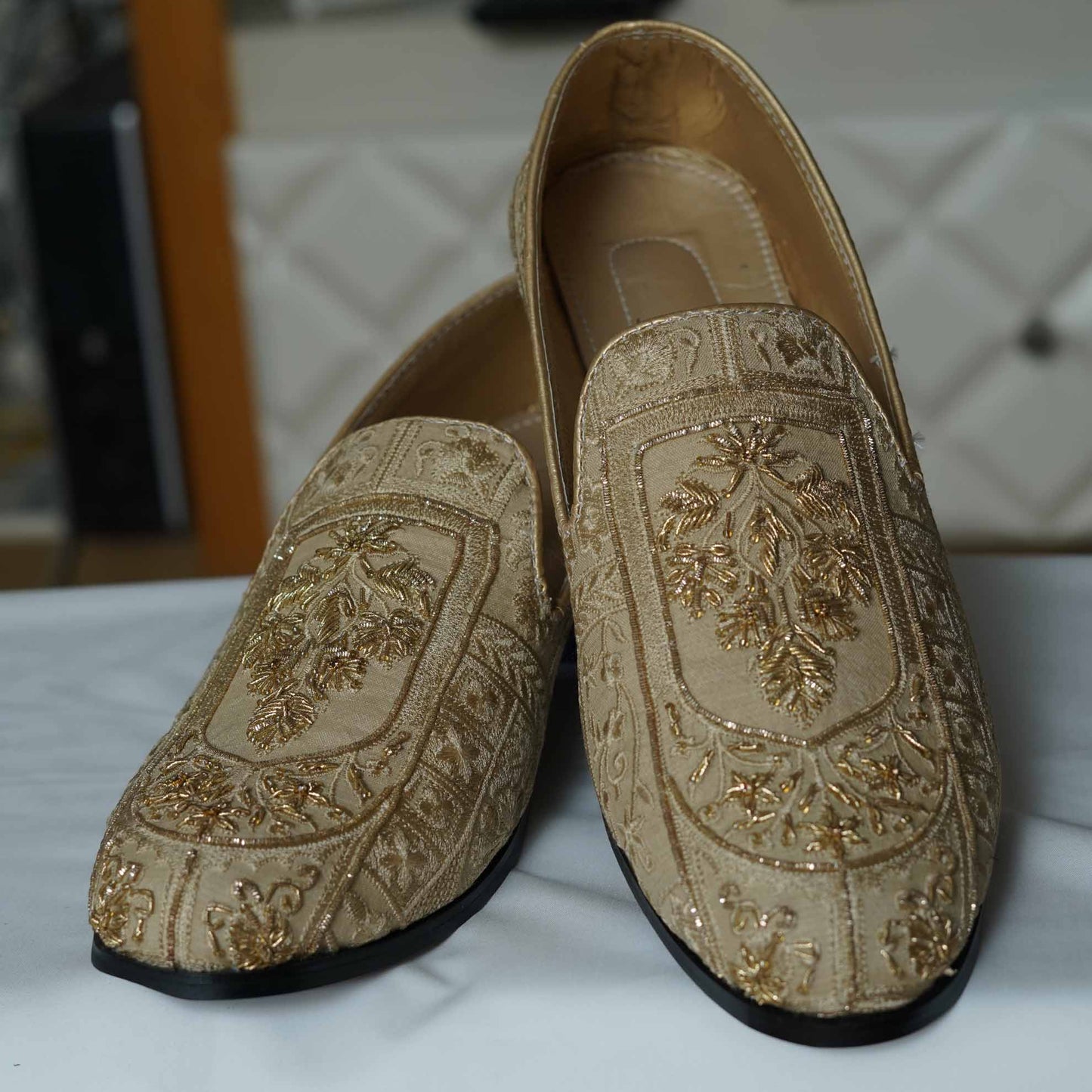 Golden Sherwani Shoes for Groom