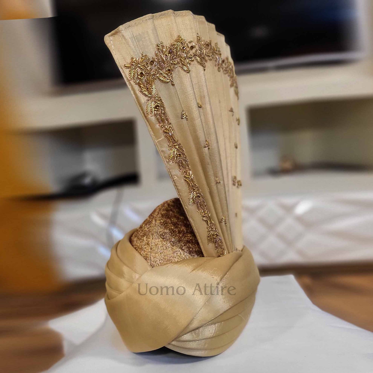 Golden Sherwani Turban for Groom