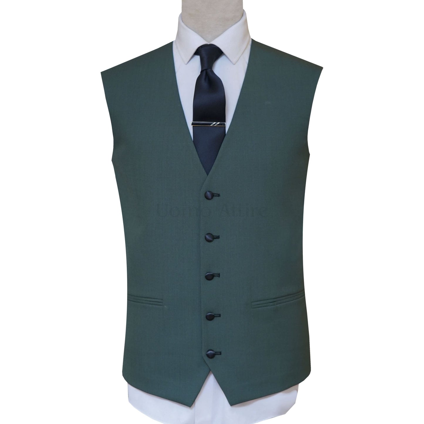 Black Embellished Green Wedding 3 Piece Suit For Men Vest