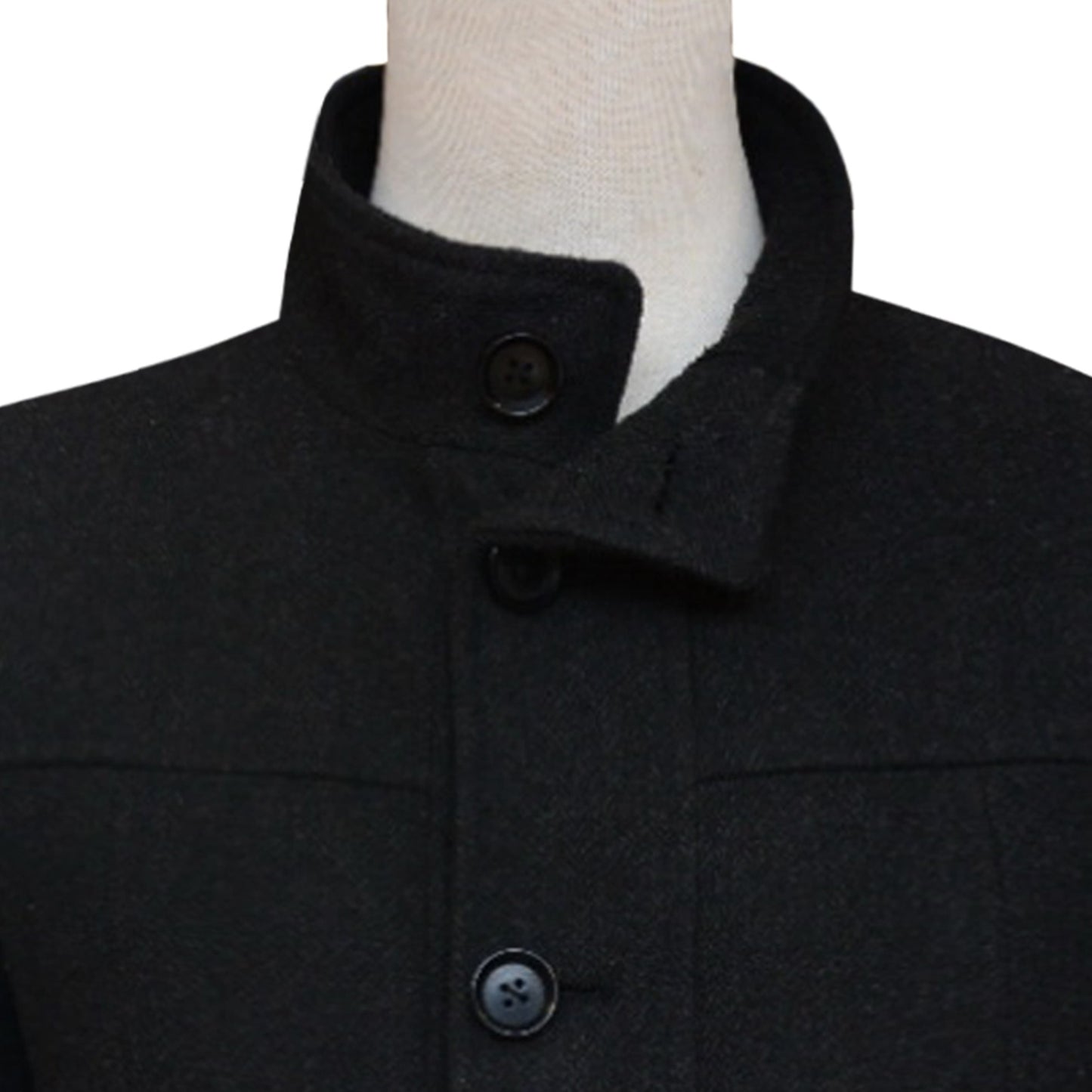 Herringbone wool custom tailored black winter jacket 2