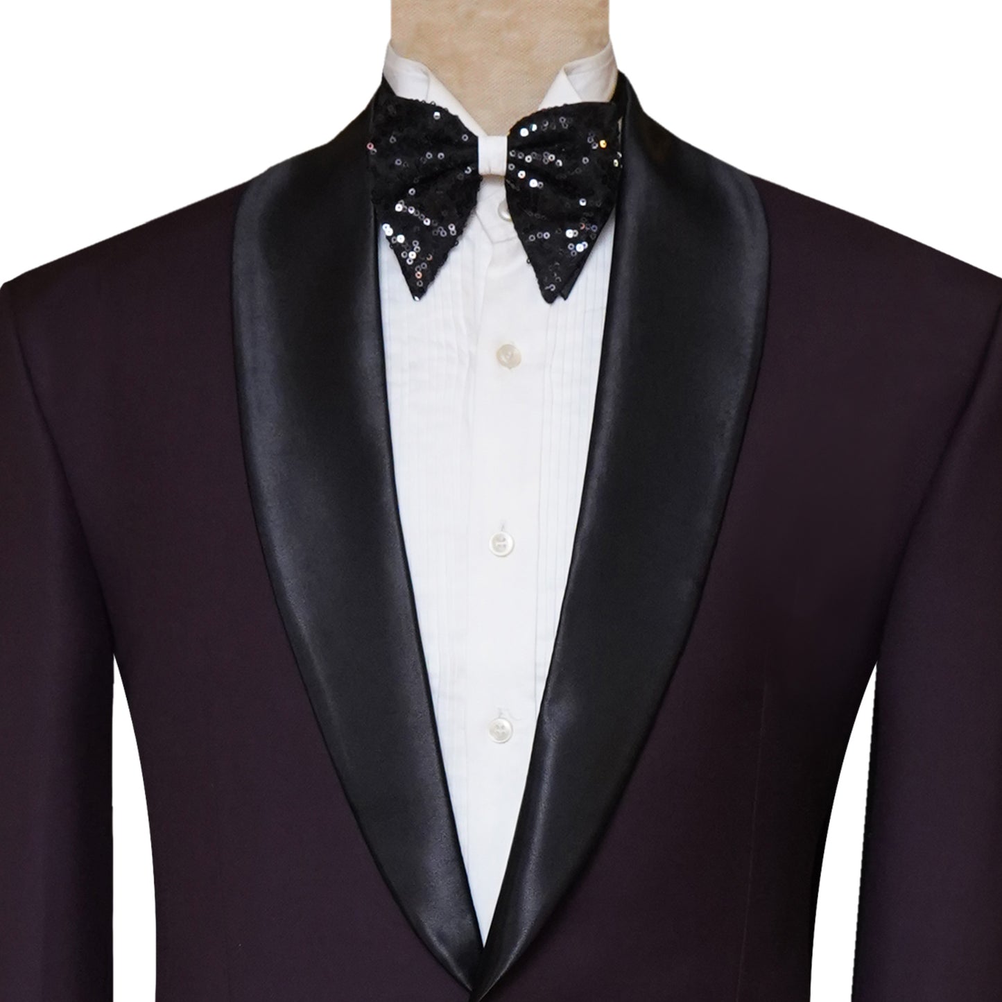 
                  
                    Italian Tropical Wool Maroon Tuxedo 2 Piece Suit for Black Shawl Lapel
                  
                