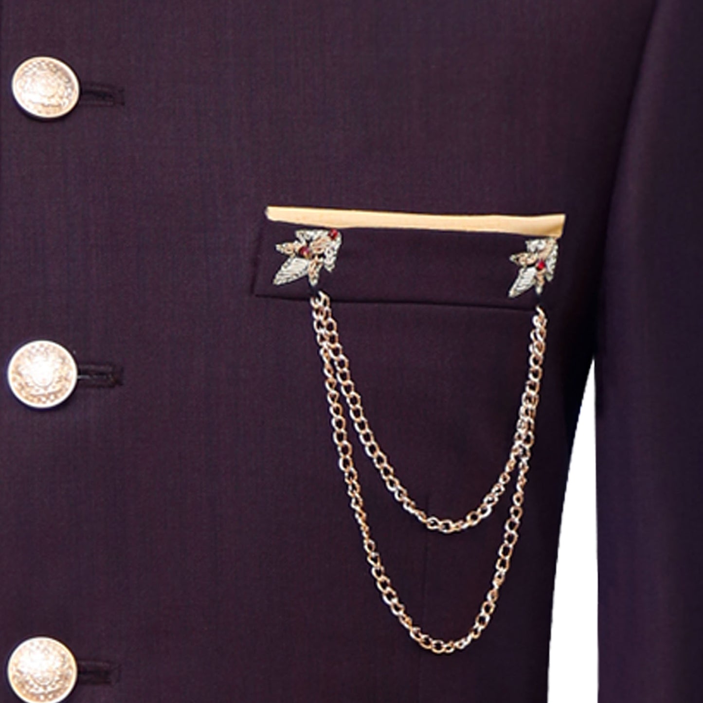 Italian maroon fabric with hand-embroidered prince coat 2