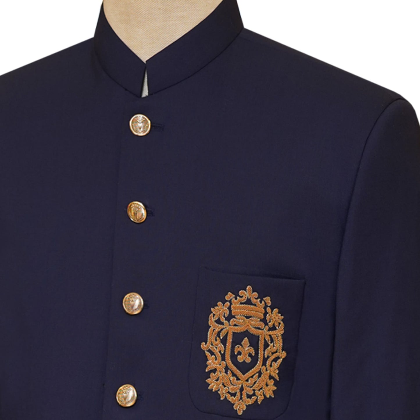 Italian woolen fabric navy blue luxury prince coat 3