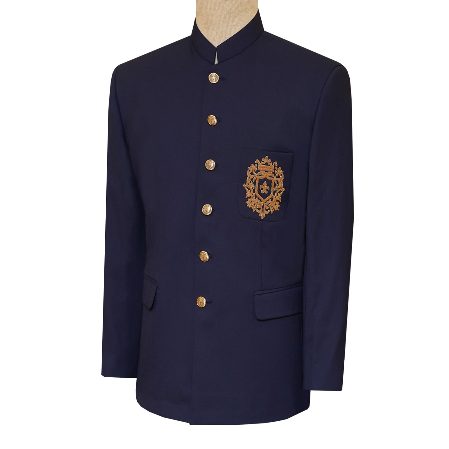 Italian woolen fabric navy blue luxury prince coat 2