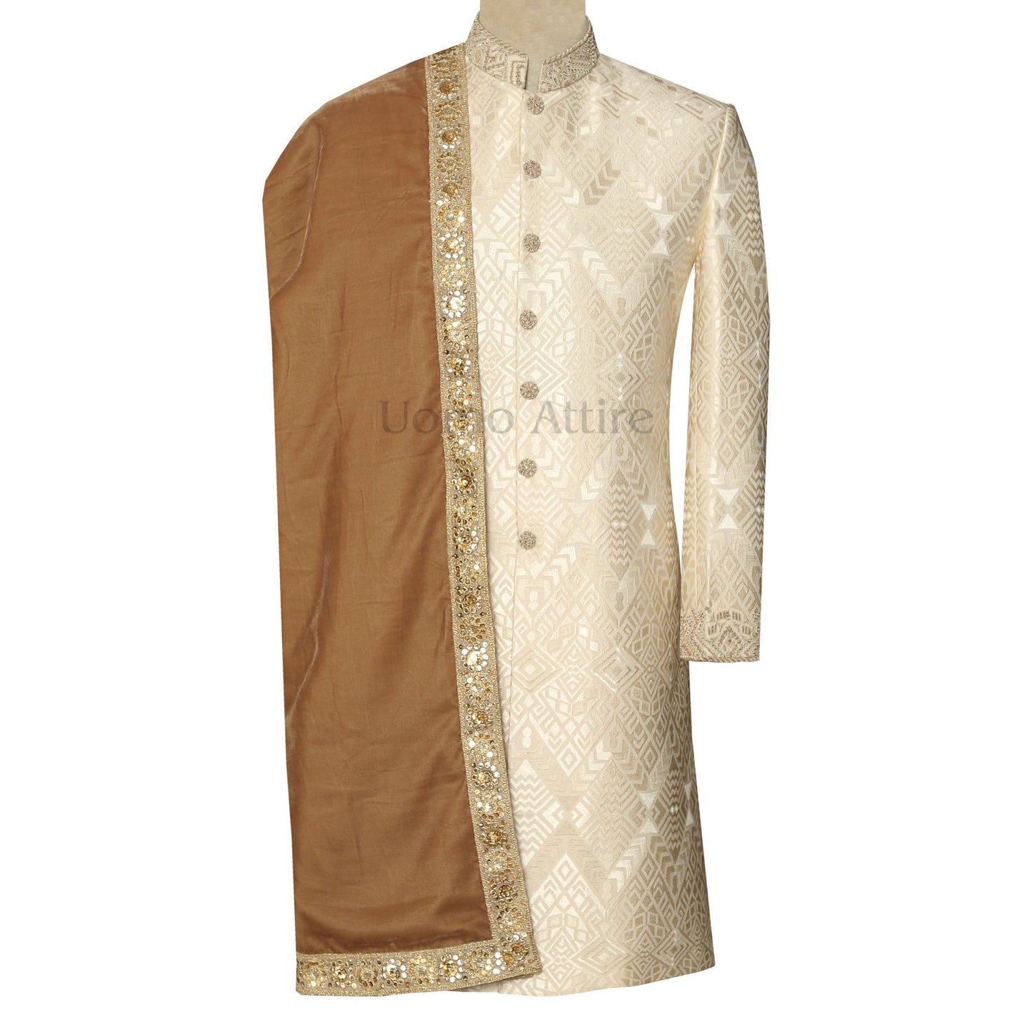 Ivory Color Sherwani with Shawl