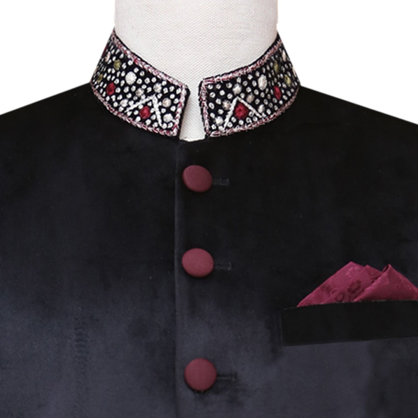 Jet black 9K micron velvet prince coat | Black prince coat