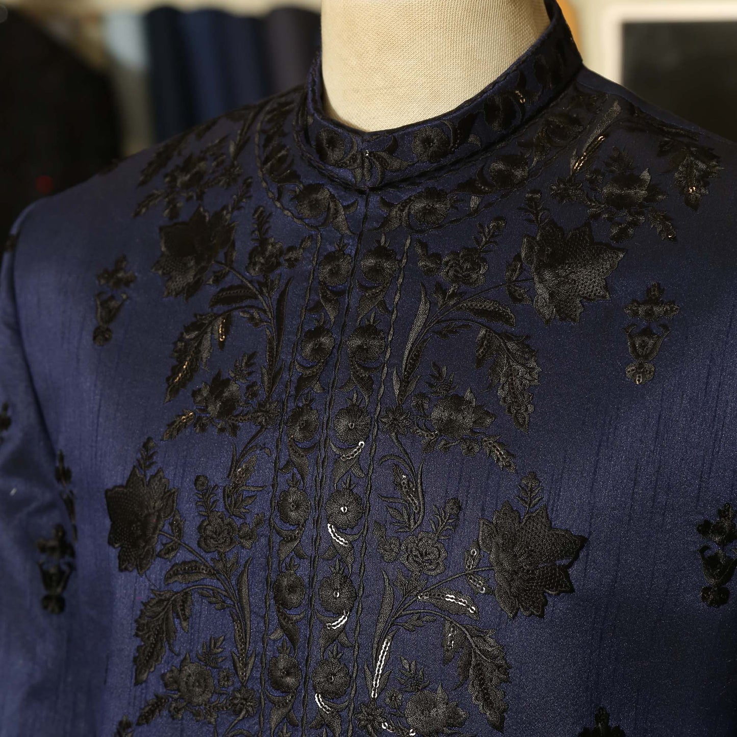 Latest Mens Navy Blue Wedding Sherwani for Groom