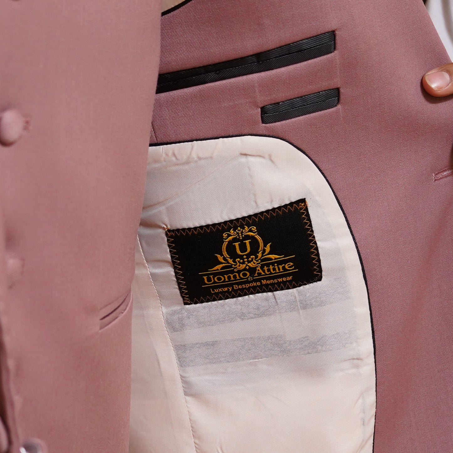 Light Pink Men's 3 Piece Suit for Special Occasions inside linning fashion | Light Pink Suit