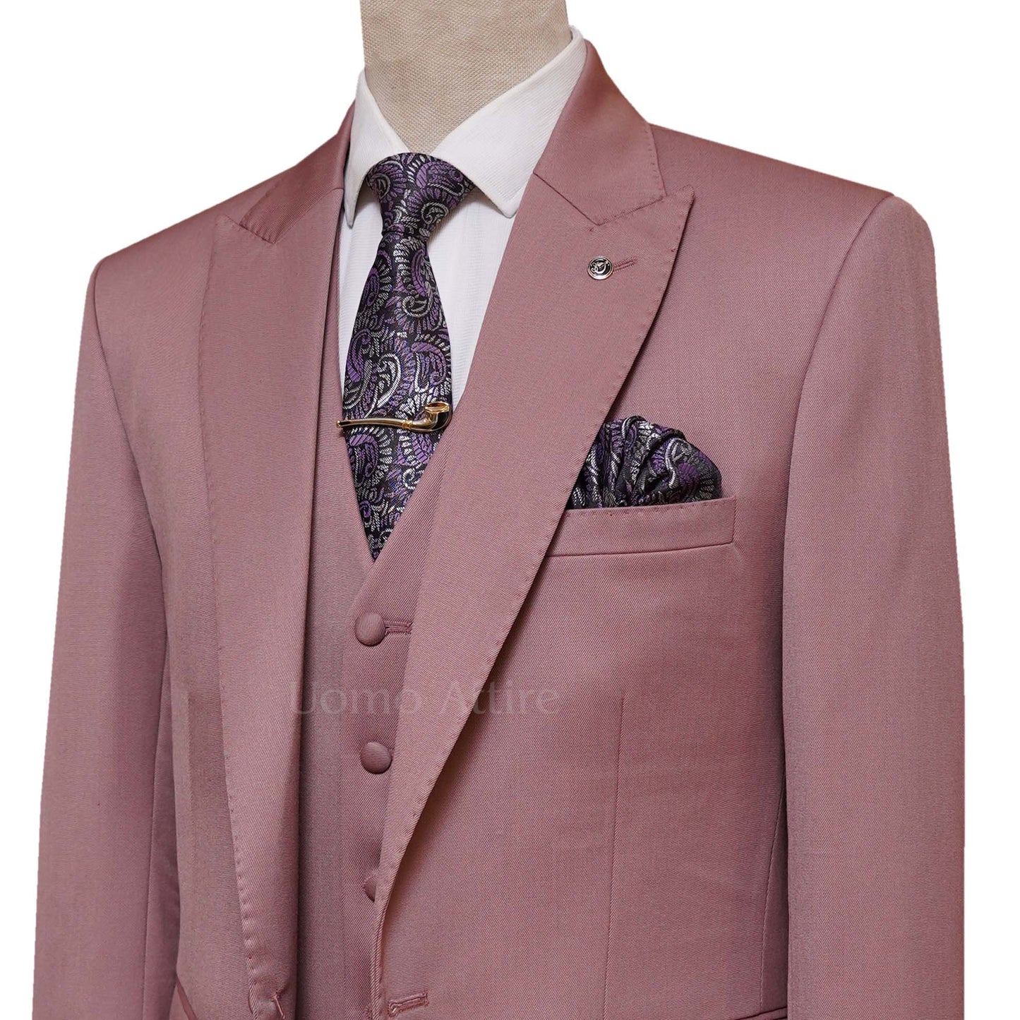 
                  
                    Light Pink Men's 3 Piece Suit for Special Occasions with formal tie and pocket square | Light Pink Suit
                  
                