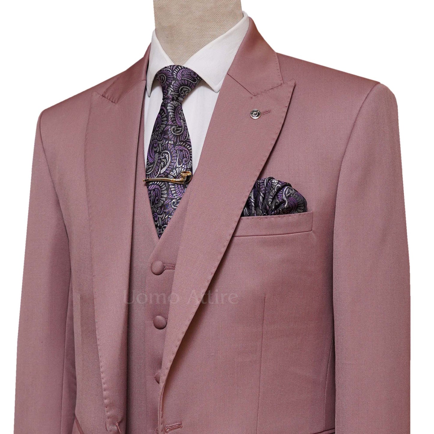 Light Pink Men's 3 Piece Suit for Special Occasions with formal tie and pocket square | Light Pink Suit