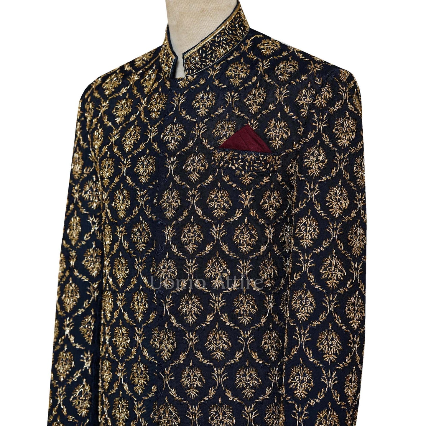 Luxury Midnight Blue Mens Wedding Sherwani For Groom | Wedding Sherwani for Groom