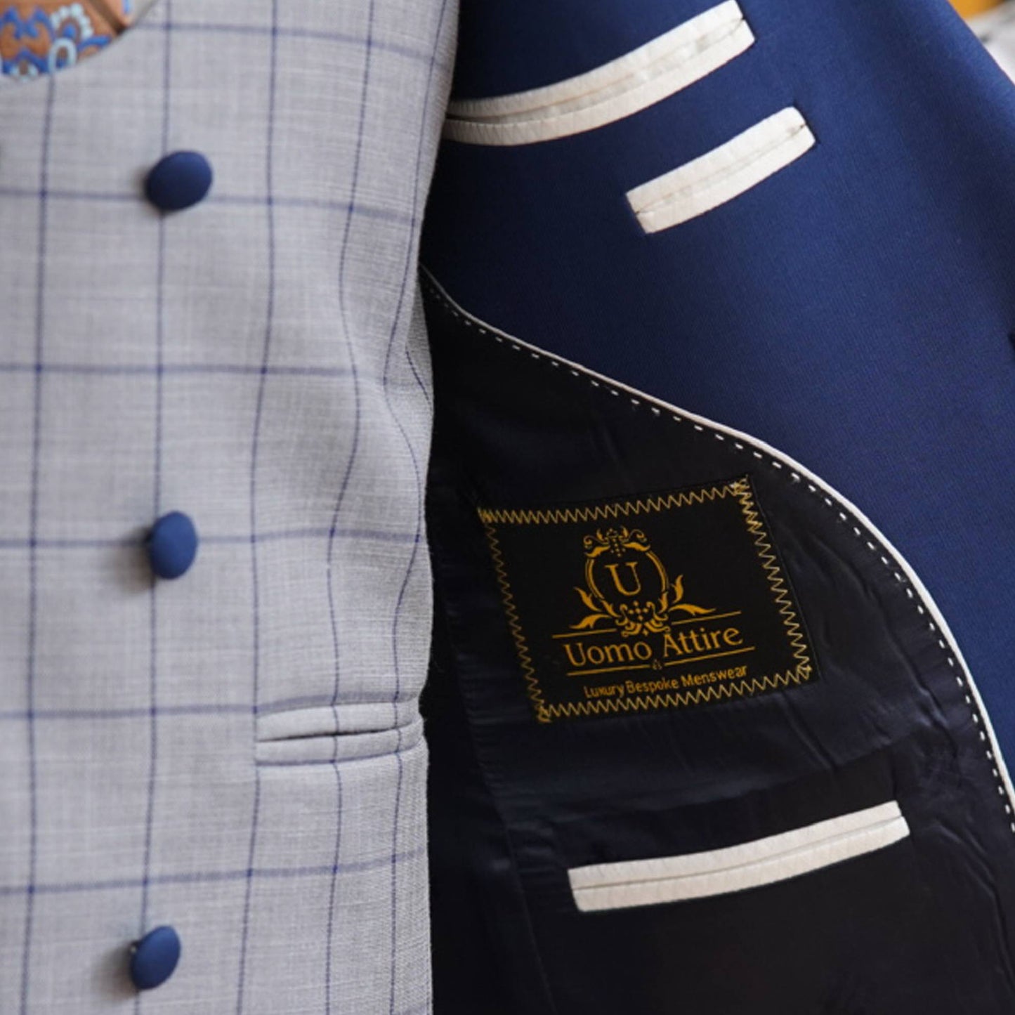 Made-to-order light weight woolen Italian 3 piece suit | Blue Suit for Men