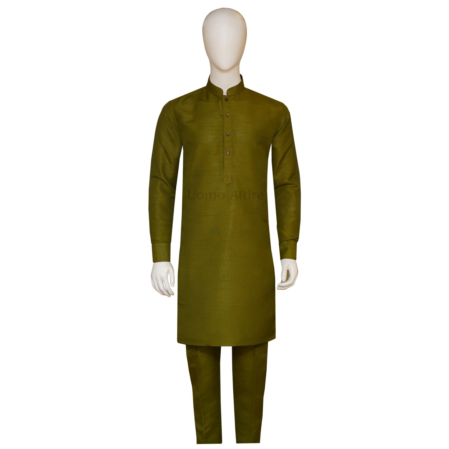 Mehndi kurta pajama in raw silk fabric | Kurta Pajama for Men