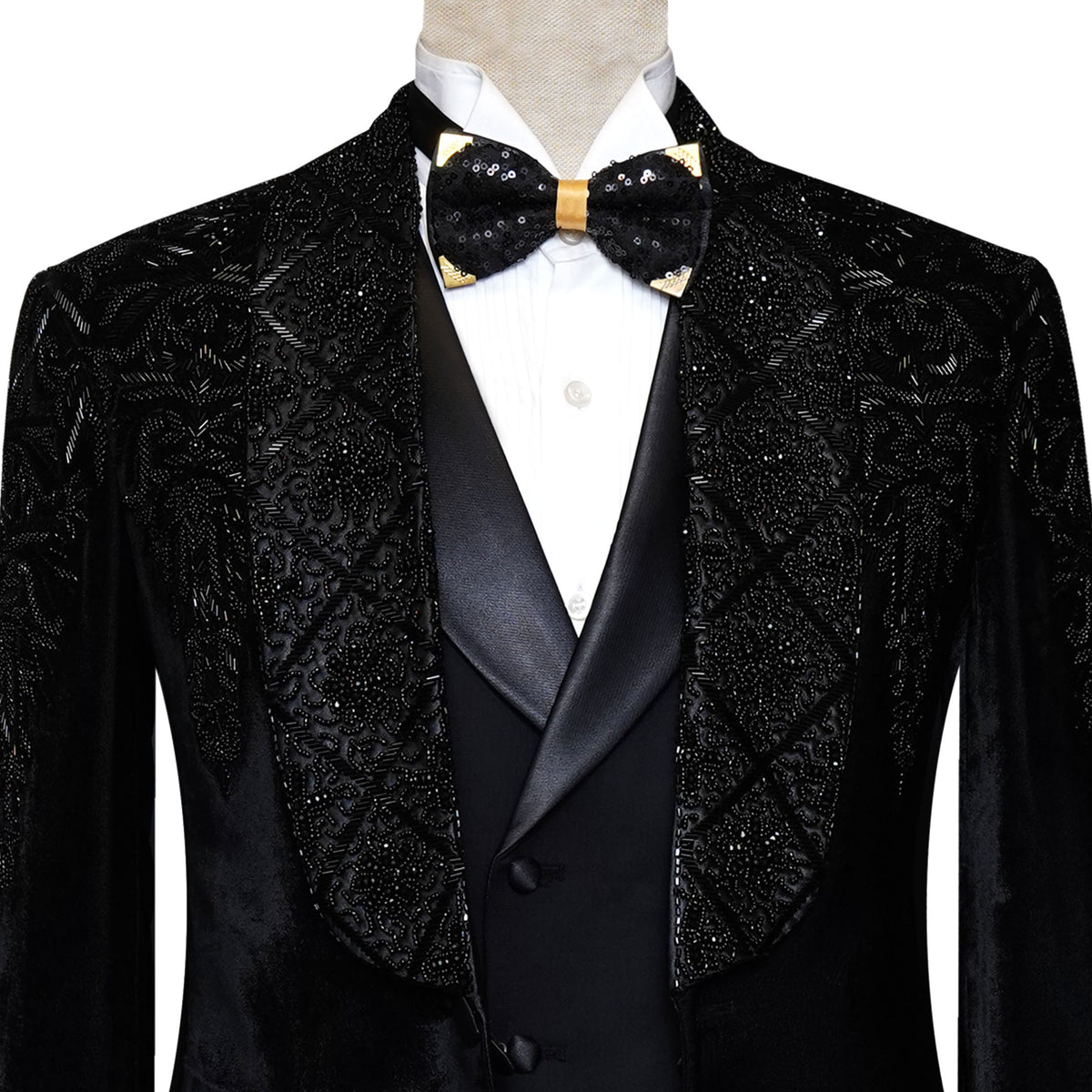 Men's 3 Piece Velvet Shiny Tuxedo