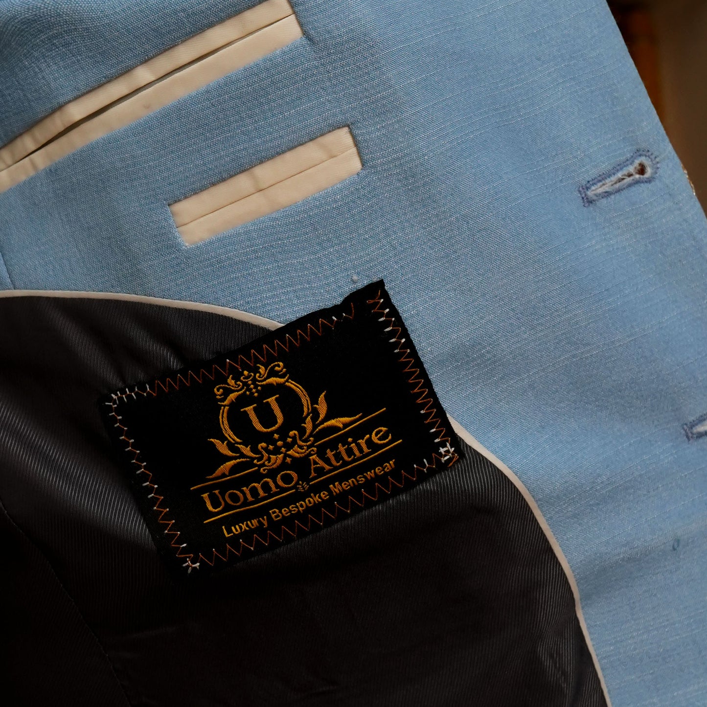 Multicolor Embroidered Ice Blue Bespoke Prince Suit inside fashion