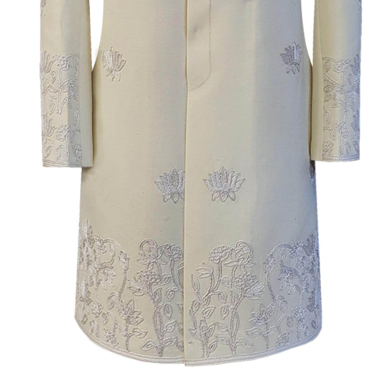 Off White Karandi Silk Groom Sherwani with Hand Work