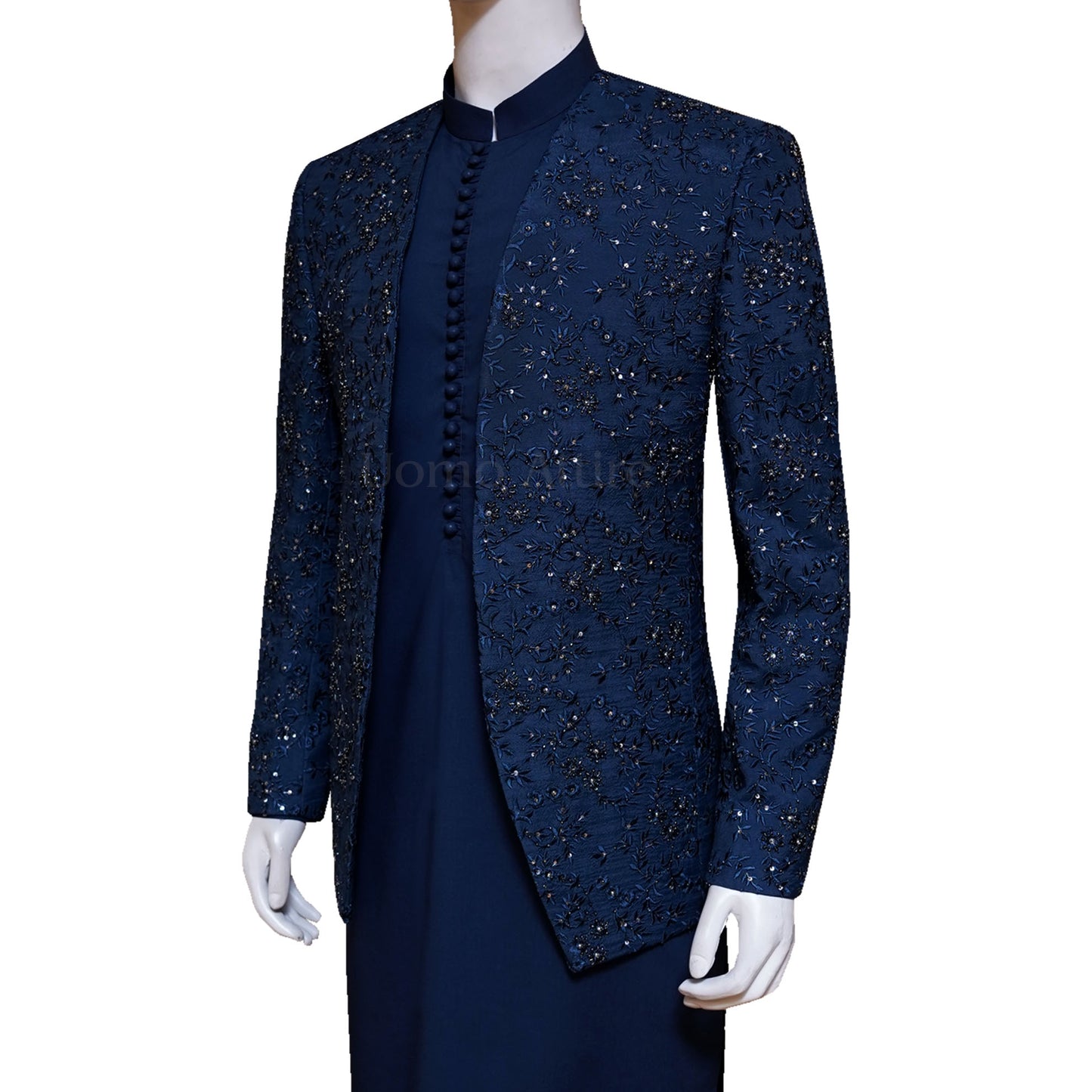 Midnight Blue Prince Coat with Same Color Kurta Pajama | Prince Coat
