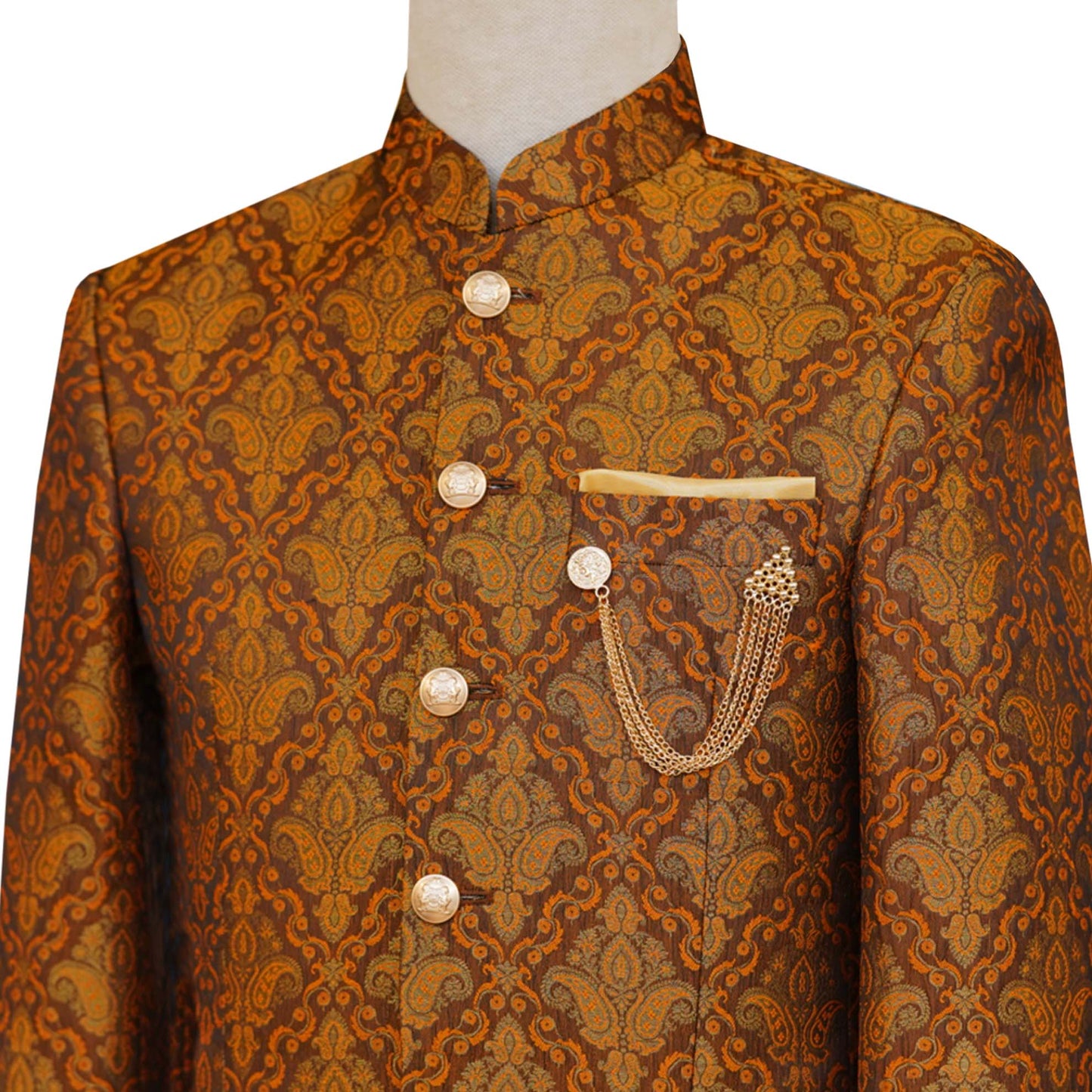 Rust Colored Slim Fit Prince Coat for a Colorful Event - Prince Coat
