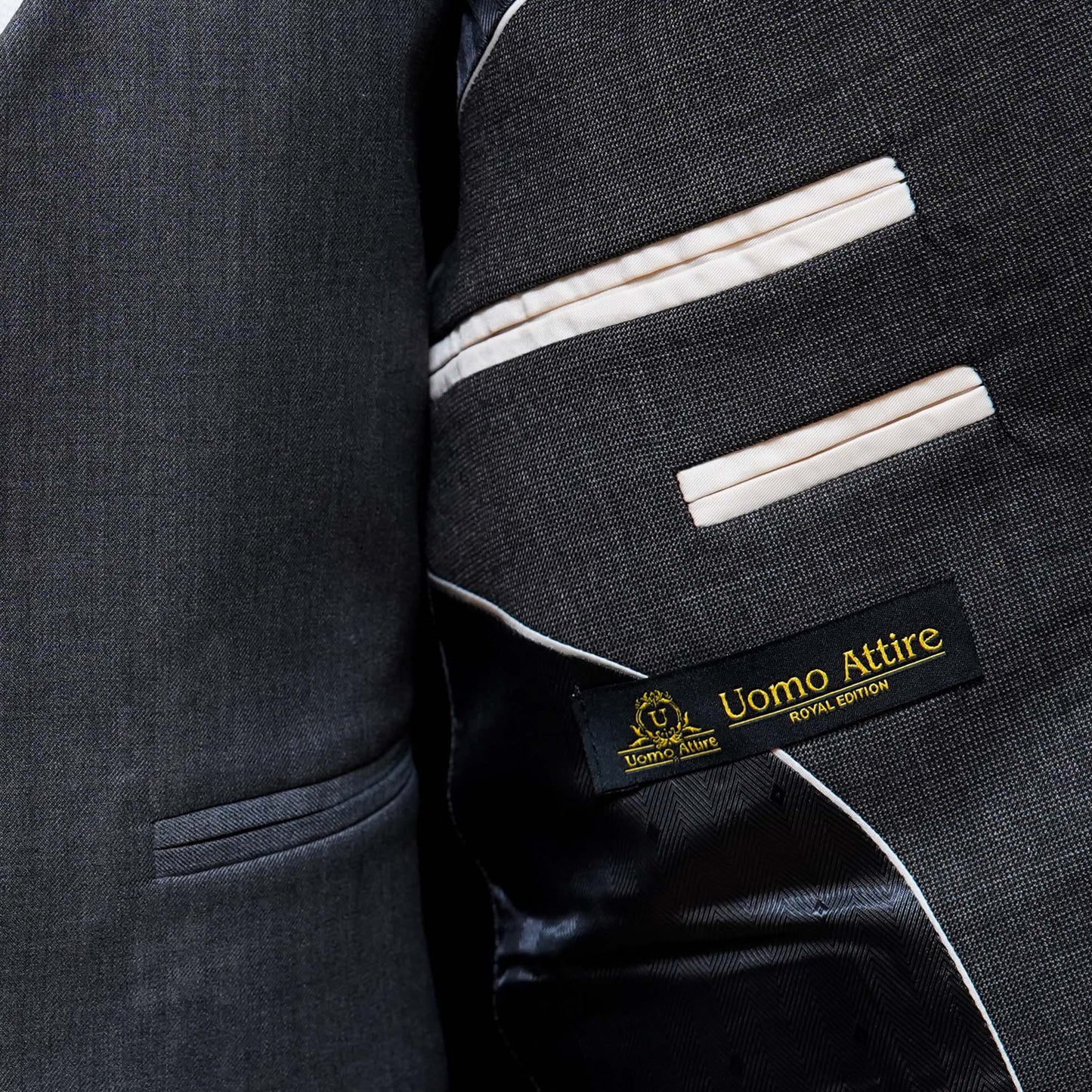 Slim Fit Charcoal Grey Wedding Suit for Groom Inside Round Fashion
