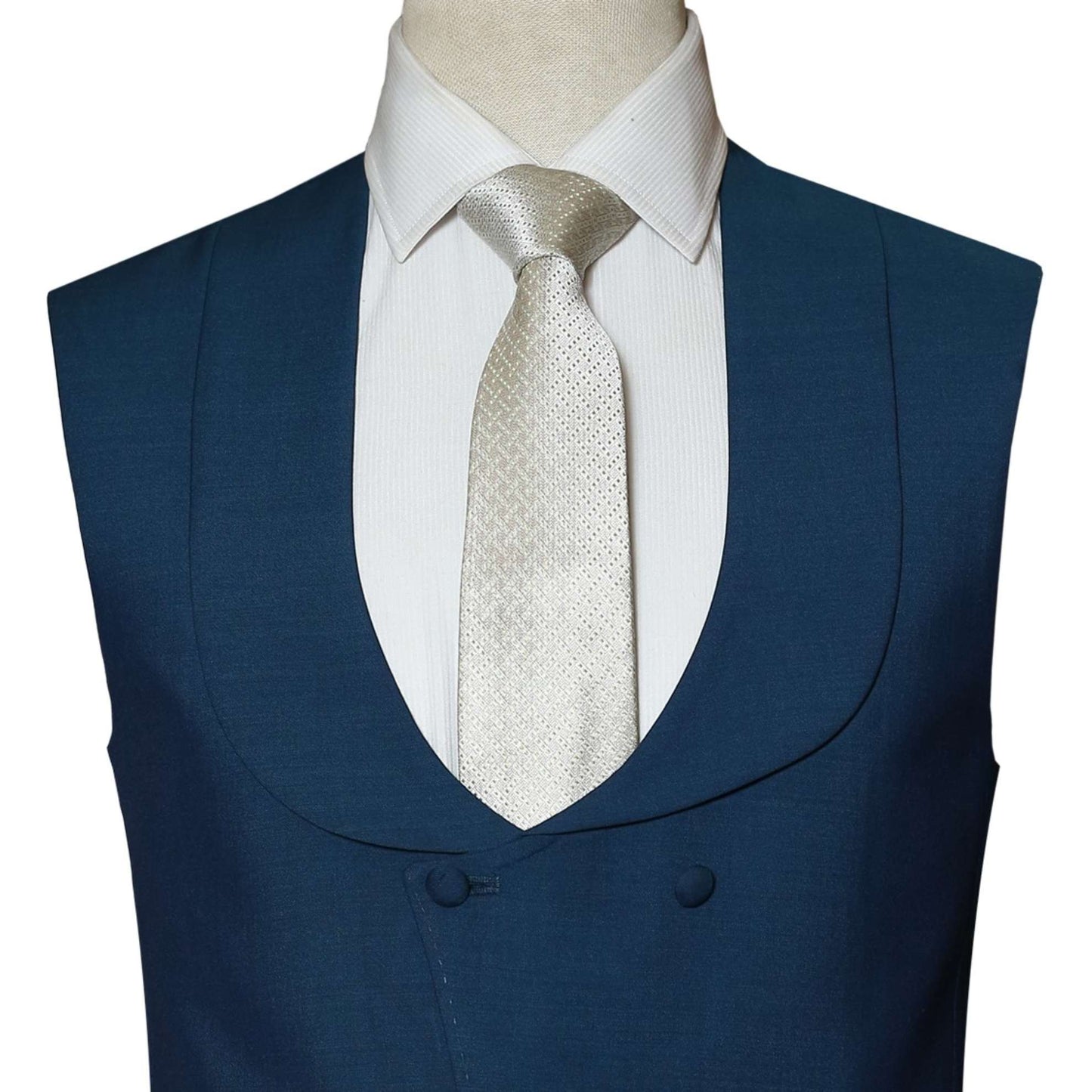 Su Misura midnight blue 100% woolen fabric three piece suit | Blue Suit for Men